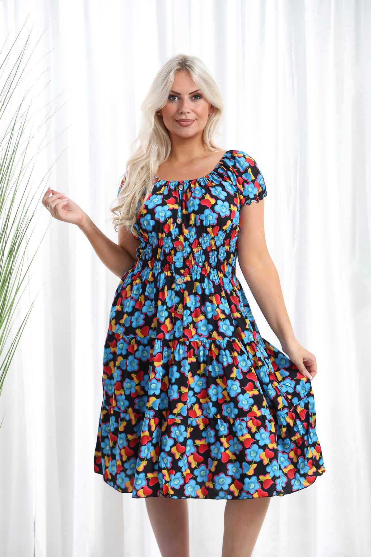 Ffion Floral Print Black Dress for Women | Elegant Summer Maxi Dress for Beach, Party & Casual Wear
