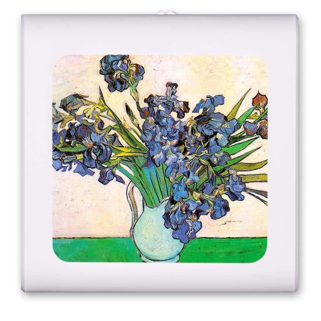 Dimmable LED Night Light with Auto On/Off Sensor, Adjustable Brightness & Warm White Light - Perfect for Bathroom, Hallway, Nursery & Bedroom - Van Gogh Irises Art Design - Ideal for Nighttime Safety & Décor