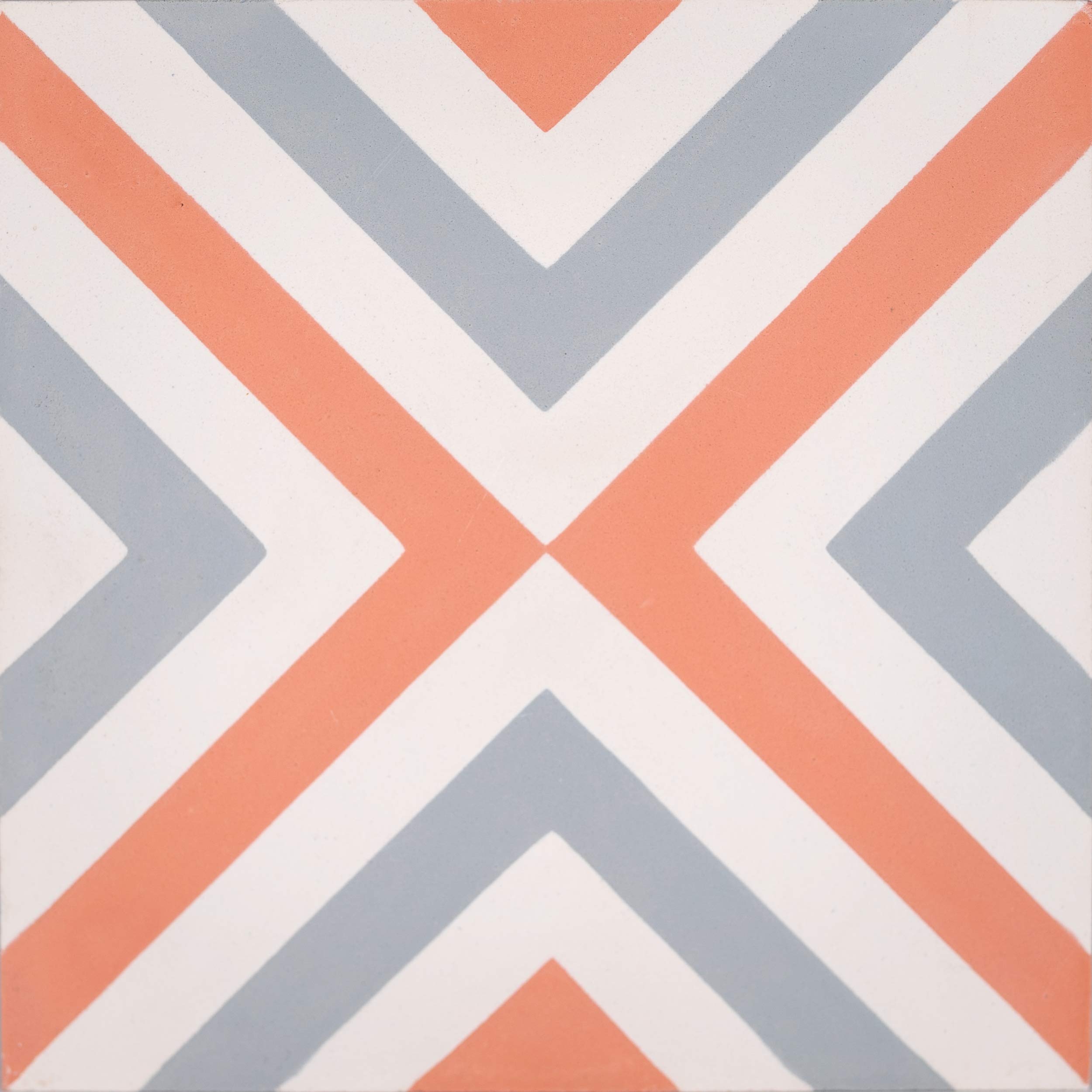 Handmade 8x8 Inch Moroccan Tile - Grey Orange White Geometric Pattern - Mazagan CTP79-03 - Perfect for Kitchen Backsplash, Bathroom Wall & Floor Decor