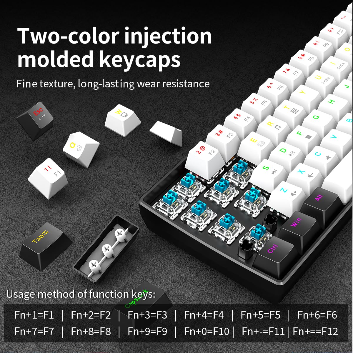 60% RGB Wired Gaming Keyboard - Compact 61-Key for PC/Mac Gamers & Typists | Travel-Friendly Design