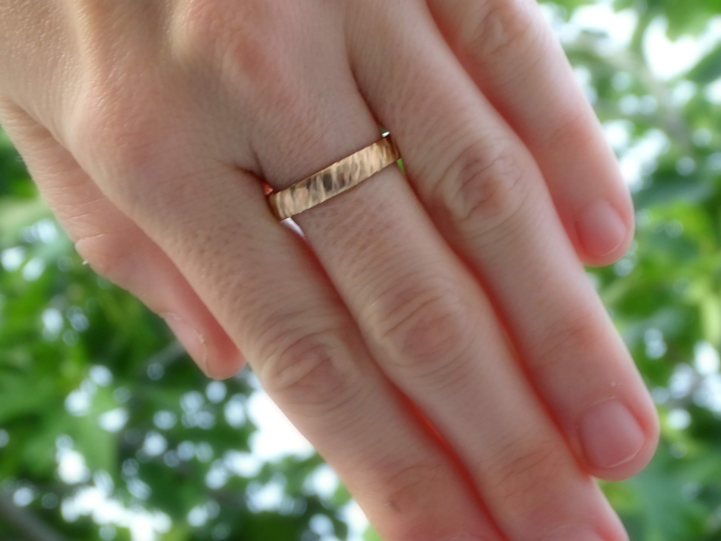 Men's Bronze Wedding Band with Tree Bark Texture - Mixed Metal Bronze & Silver Ring for Men, Anniversary Gift for Him, Perfect for Everyday Wear and Special Occasions