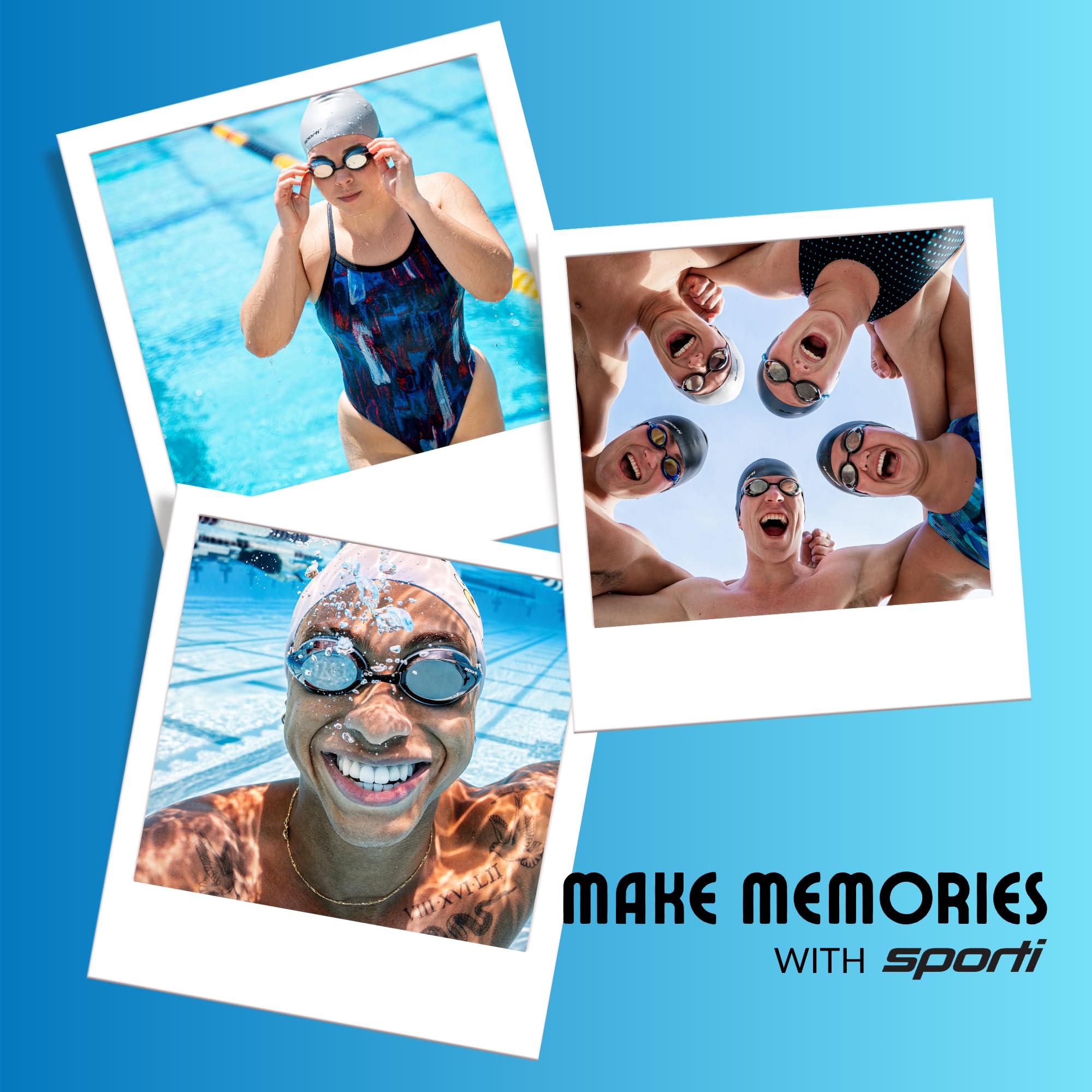 Sporti Unisex Adult Swimming Goggles - Anti-Fog, UV Protection, Shatter-Resistant Swim Goggles for Men & Women (Mirror/Non-Mirror Lens) | Perfect for Lap Swimming, Triathlon Training & Water Sports