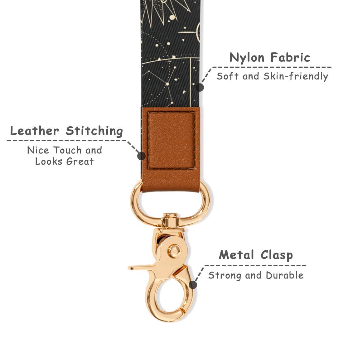 Stylish Wrist Lanyard Keychain for Women & Men - Secure Holder for Car Keys, ID Badges, Cards, Wallet & Phone - Perfect for Work, Travel & Outdoor Activities