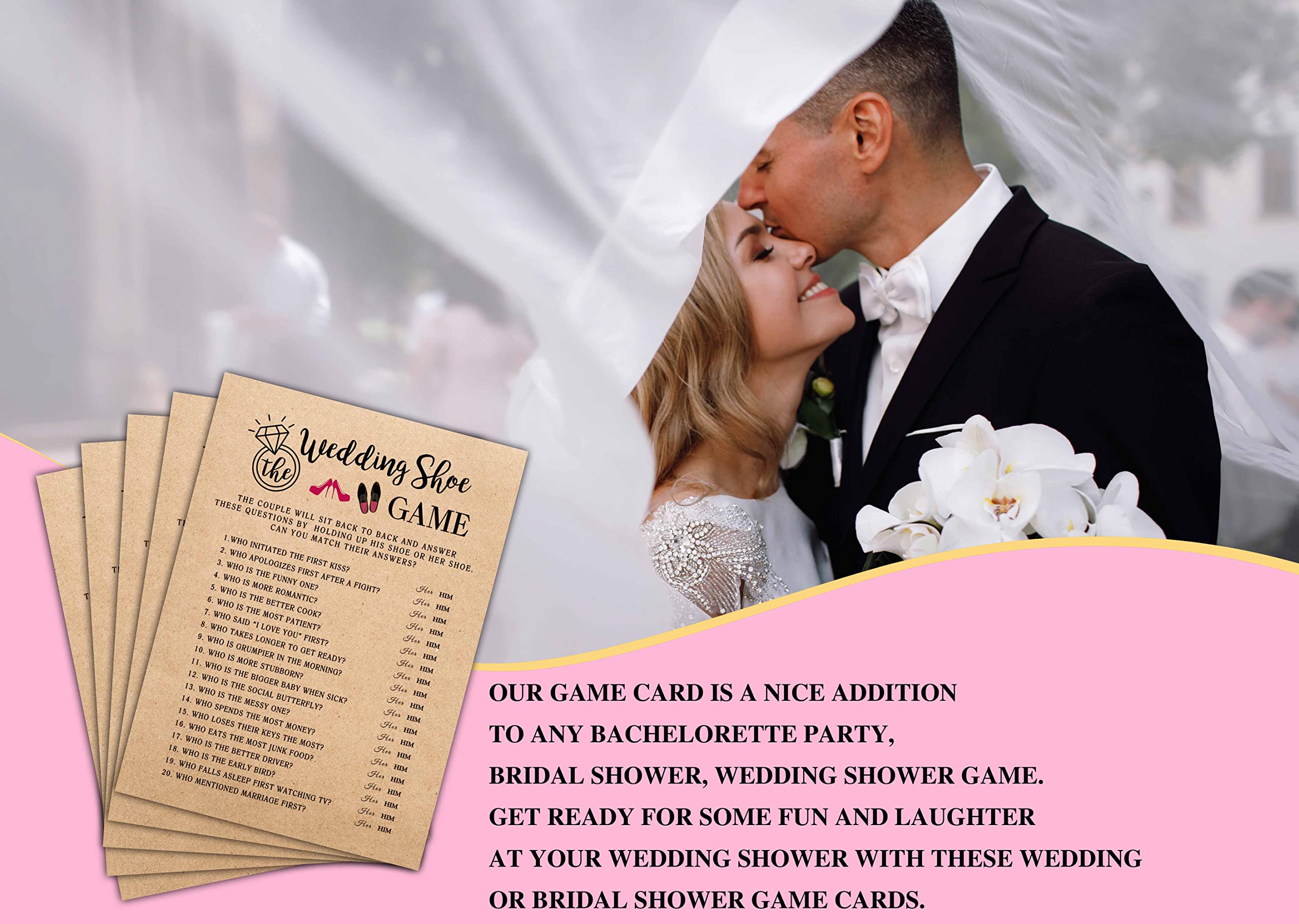 Bridal Shower Game Set - 30 Rustic Kraft Wedding Shoe Game Cards for Engagement, Bachelorette & Wedding Parties - Fun Group Activity & Party Favor Decor - Perfect for Bridal Showers, Wedding Receptions & Girls' Night Celebrations