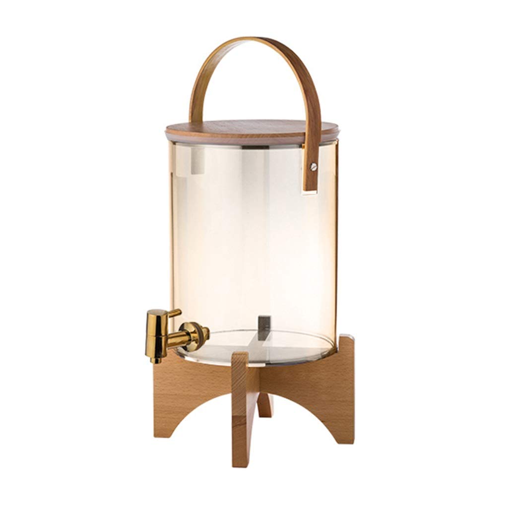 Premium High Borosilicate Glass Pitcher with Stainless Steel Faucet & Beech Wood Handle - 7L Large Capacity Iced Tea & Water Dispenser (Amber) - Perfect for Parties, BBQs, and Refreshing Summer Beverages