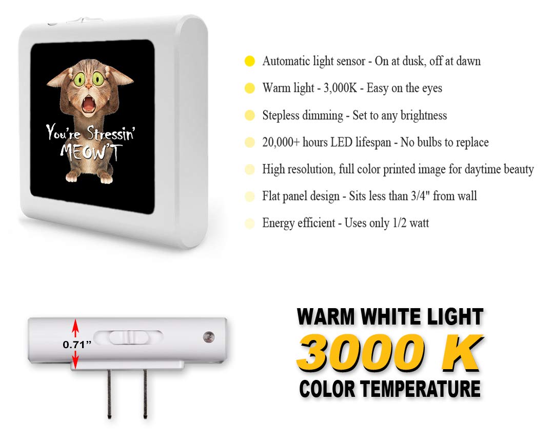 Dimmable LED Night Light with Auto On/Off Sensor - Adjustable Brightness, Warm White Light for Bathroom, Hallway, Nursery & Bedroom - Perfect for Nighttime Safety and Convenience