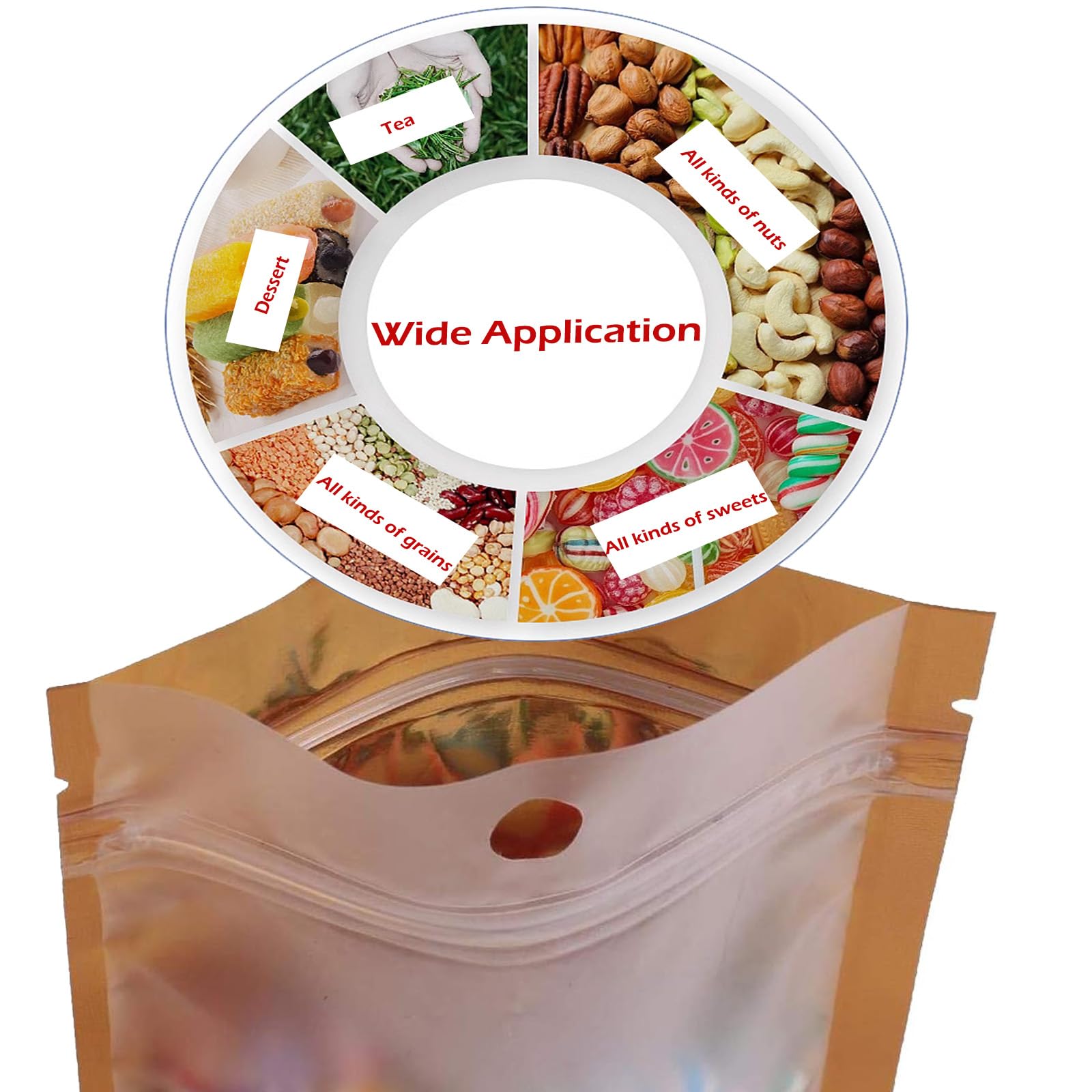 100 Pcs Mylar Bags with Zipper - 8x13cm (3.2x5 inch) Heat Sealable Vacuum Pouch, Foil Lined Grip Seal Storage Bags for Coffee, Candy, Tea, Nuts & Product Samples | Airtight Food Preservation, Travel Snacks & Small Item Organization
