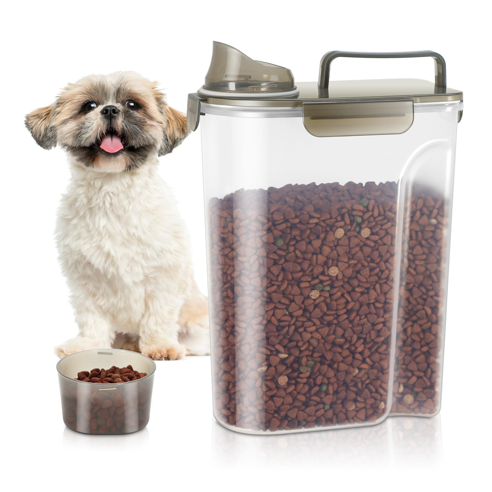 TBMax Large Airtight Pet Food Storage Container with Measuring Cup - 50Lbs Dog Food Dispenser, Cat & Small Animal Kibble Organizer, Bird Seed Container - Ideal for Home, Travel & Outdoor Use