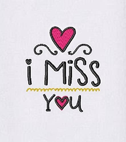 Premium 150 GSM Hand Towel Set of 2 - 'I Miss You' Embroidered White Towels (16x27 inches) | Soft Bathroom & Kitchen Towels for Gifts, Guest Use, and Home Decor