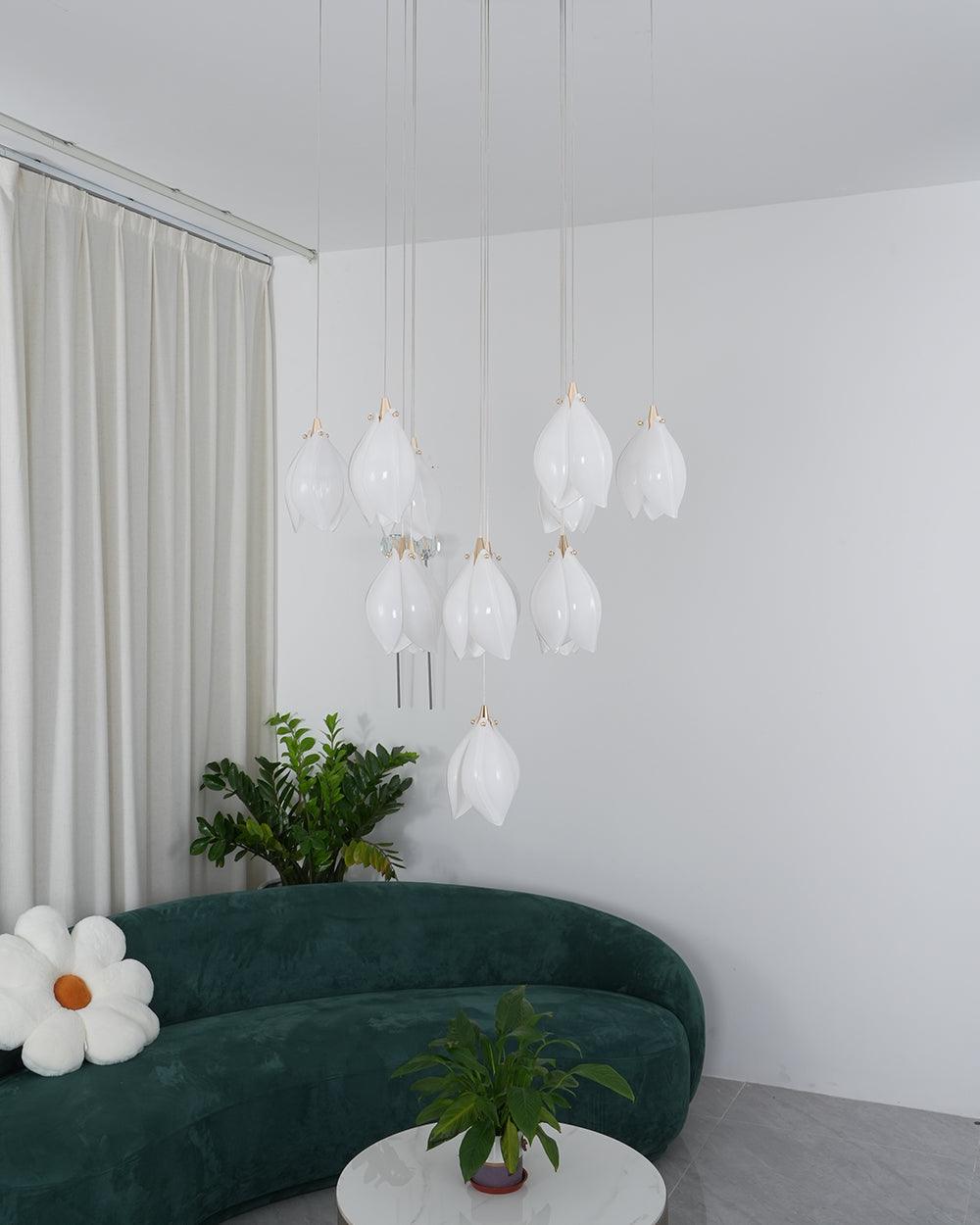 Celeste Flora Pendant Light - Modern Floral Glass Ceiling Lighting Fixture for Dining Room, Kitchen Island, Bedroom & Living Room Decor