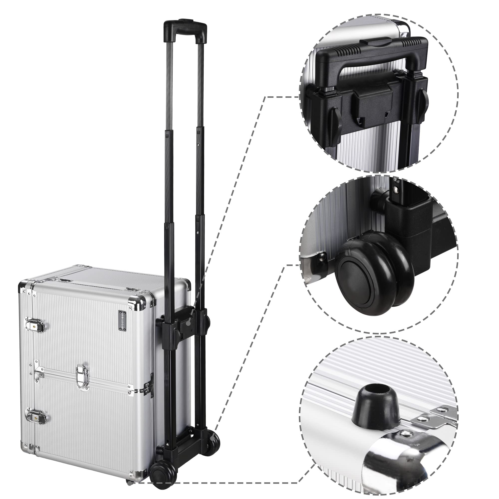 BYOOTIQUE Professional Barber Clipper Trimmer Kit - Portable Rolling Hair Stylist Tool Box with Train Case Key - Perfect for Mobile Salon, Home Haircuts & Barber Training