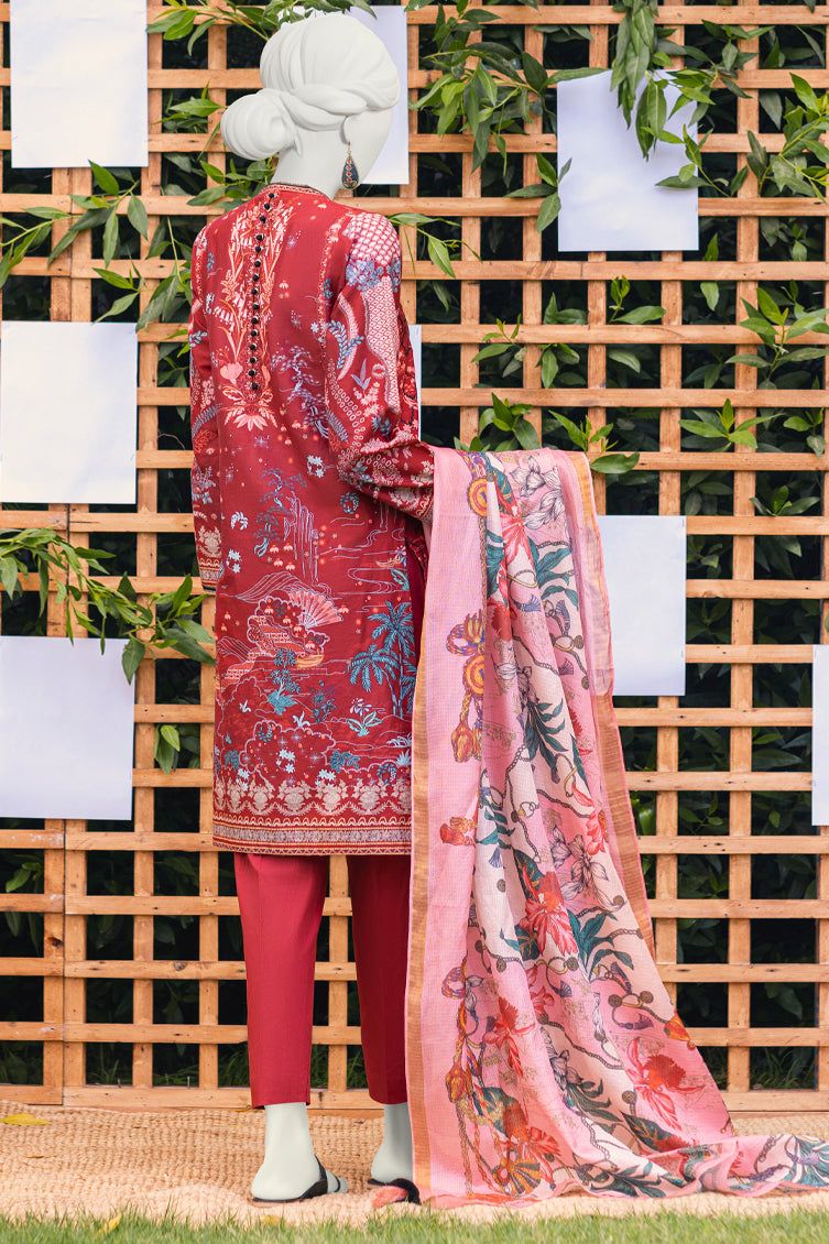 J. Junaid Jamshed Premium Cambric Maroon 3 Piece Suit for Men - Formal Business Attire & Wedding Occasions