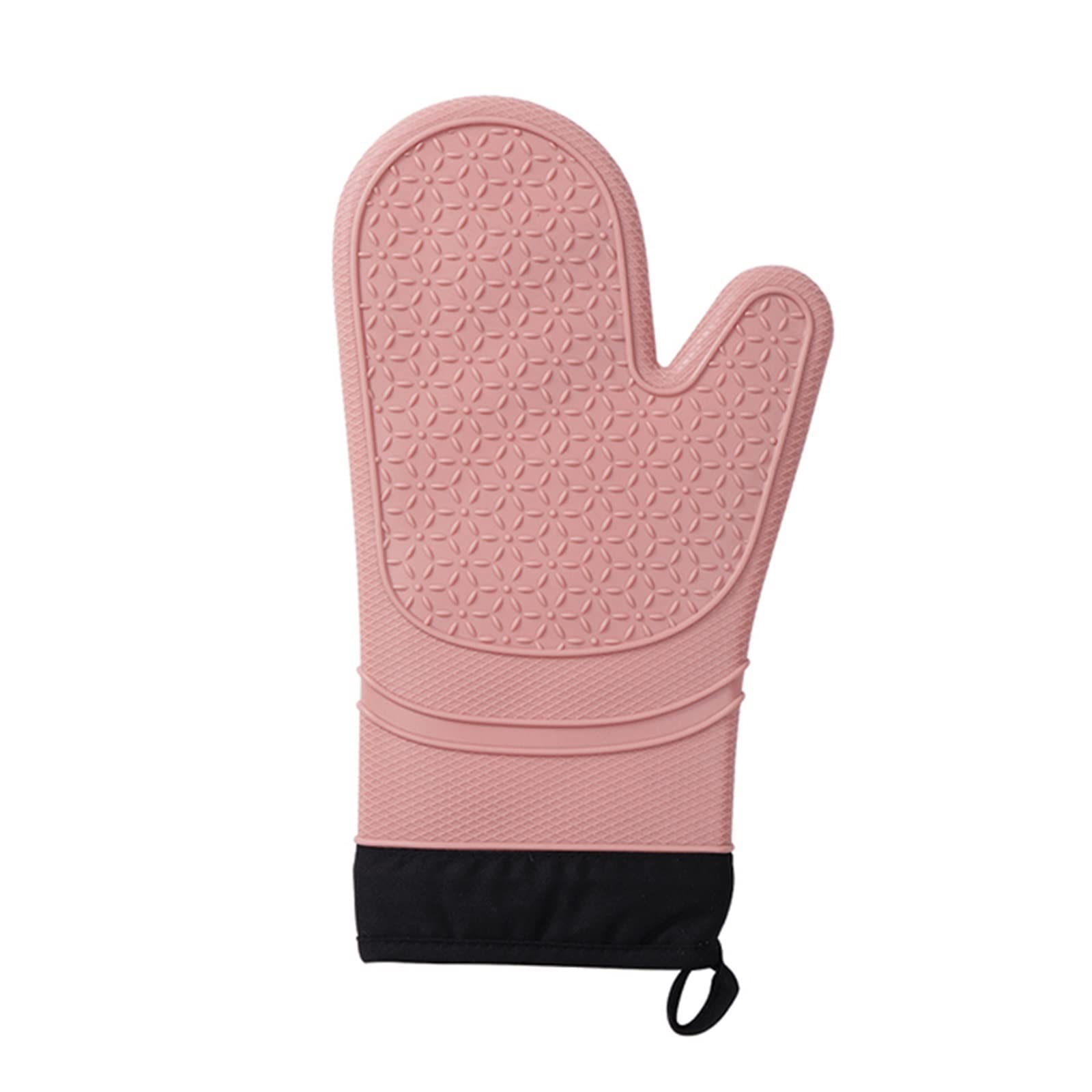 Heat Resistant Silicone Oven Gloves - Thickened Cotton Lined for Microwave & Baking - Anti-Scald Kitchen Mitts for Cooking, Grilling & BBQ - Pink One Size (Perfect for Baking, Roasting & Handling Hot Dishes)
