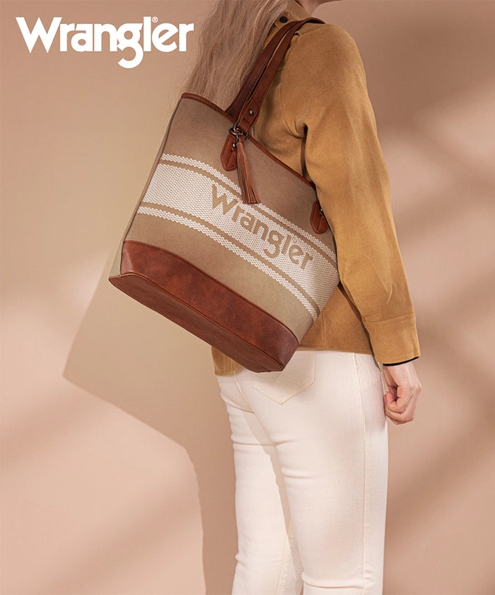 Wrangler Embroidered Canvas Tote Bag for Women - Durable & Stylish Shopping, Beach & Travel Tote - Perfect for Work, Gym & Daily Use