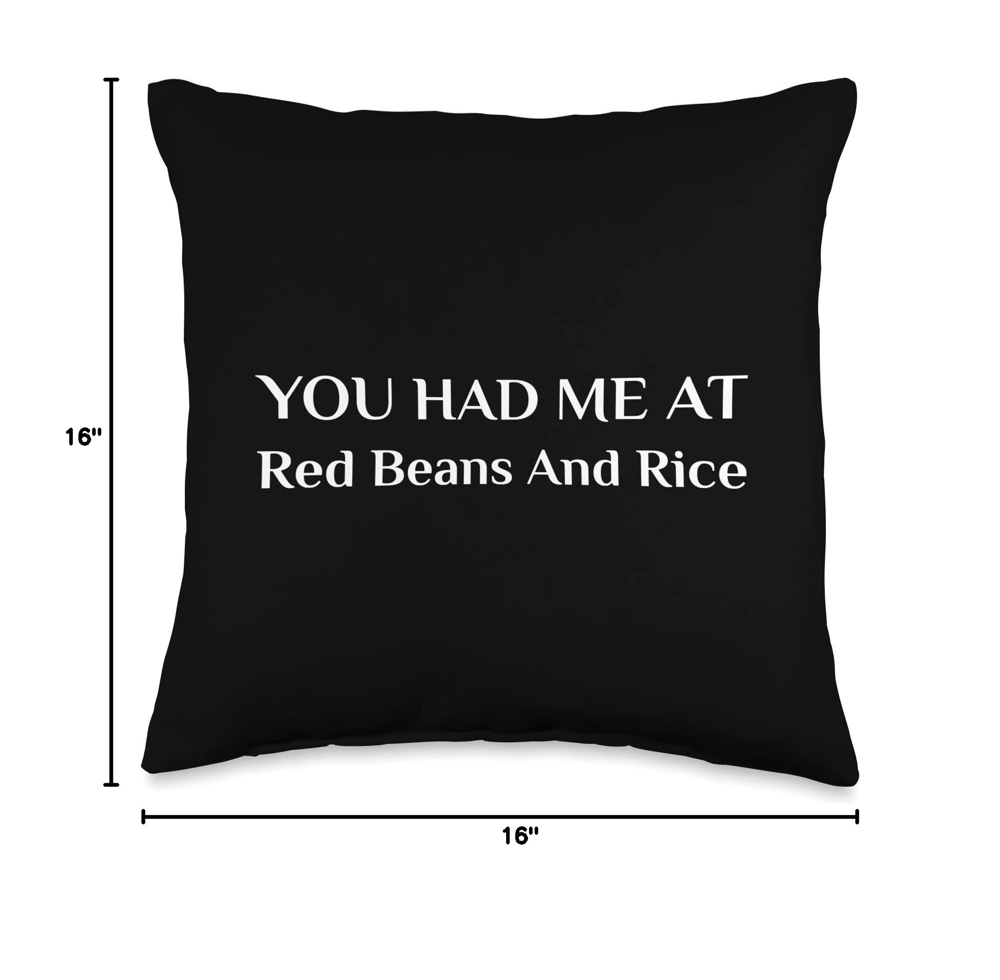 Funny Beans and Rice Throw Pillow - Mexican Latino Haitian New Orleans Food Theme - Perfect for Sofa, Bed, Dorm Decor & Cultural Home Accessories