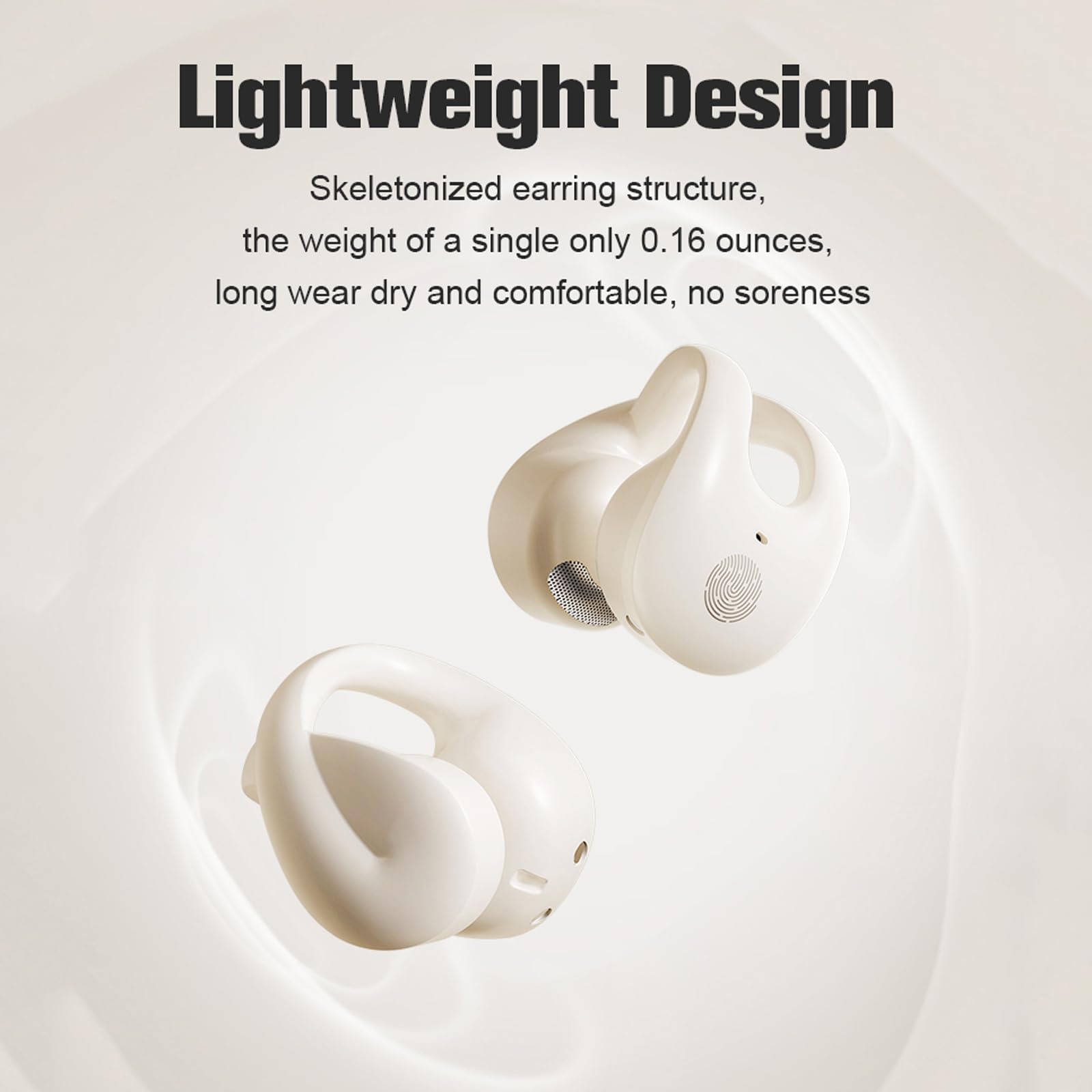 Wireless Open Ear Clip-On Earbuds - Bluetooth Bone Conduction Headphones for Small Ears | Comfortable Earclip Design for Running, Cycling & Workouts