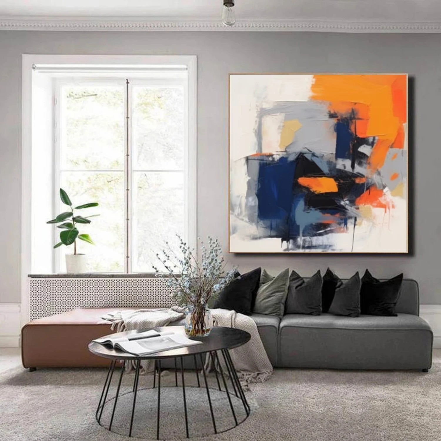 Abstract Painting #AB 321 - Modern Wall Art for Home & Office Decor | Handmade Canvas Artwork for Living Room, Bedroom, or Workspace