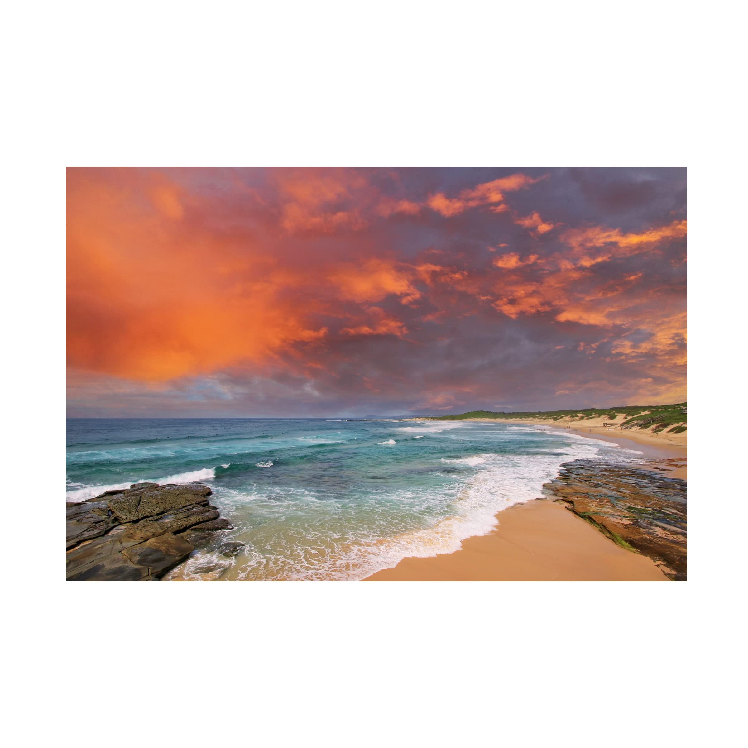 Trademark Fine Art 'Soldiers Beach Sunset' Canvas Wall Art Print by Beata Czyzowska Young - Coastal Sunset Painting for Living Room, Bedroom & Office Decor