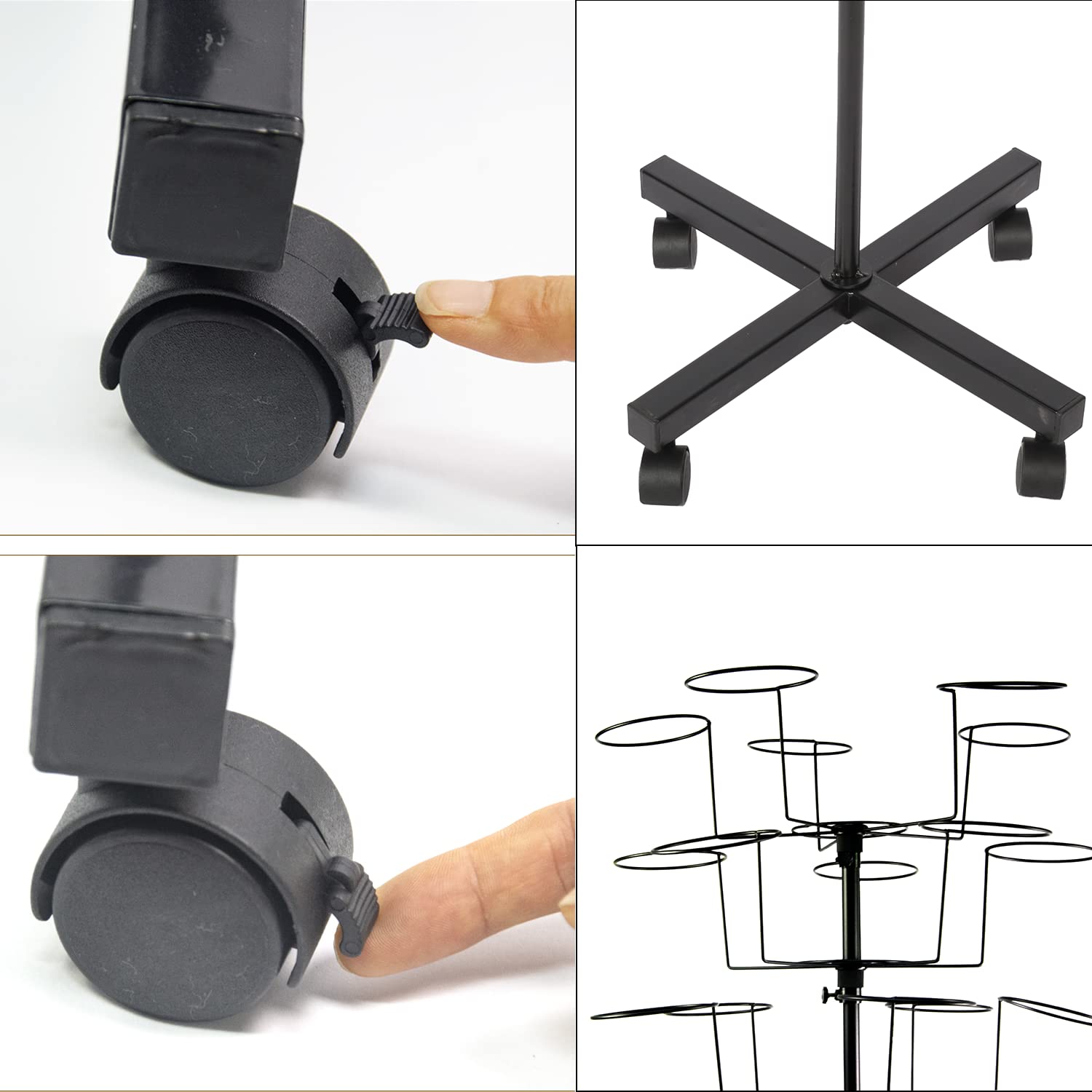 7-Tier Rotating Free Standing Hat Rack Stand with 35 Hooks - Metal Wig Organizer for Multiple Wigs & Baseball Caps - Space Saving Closet Storage Solution for Bedroom, Dressing Room or Retail Store Display