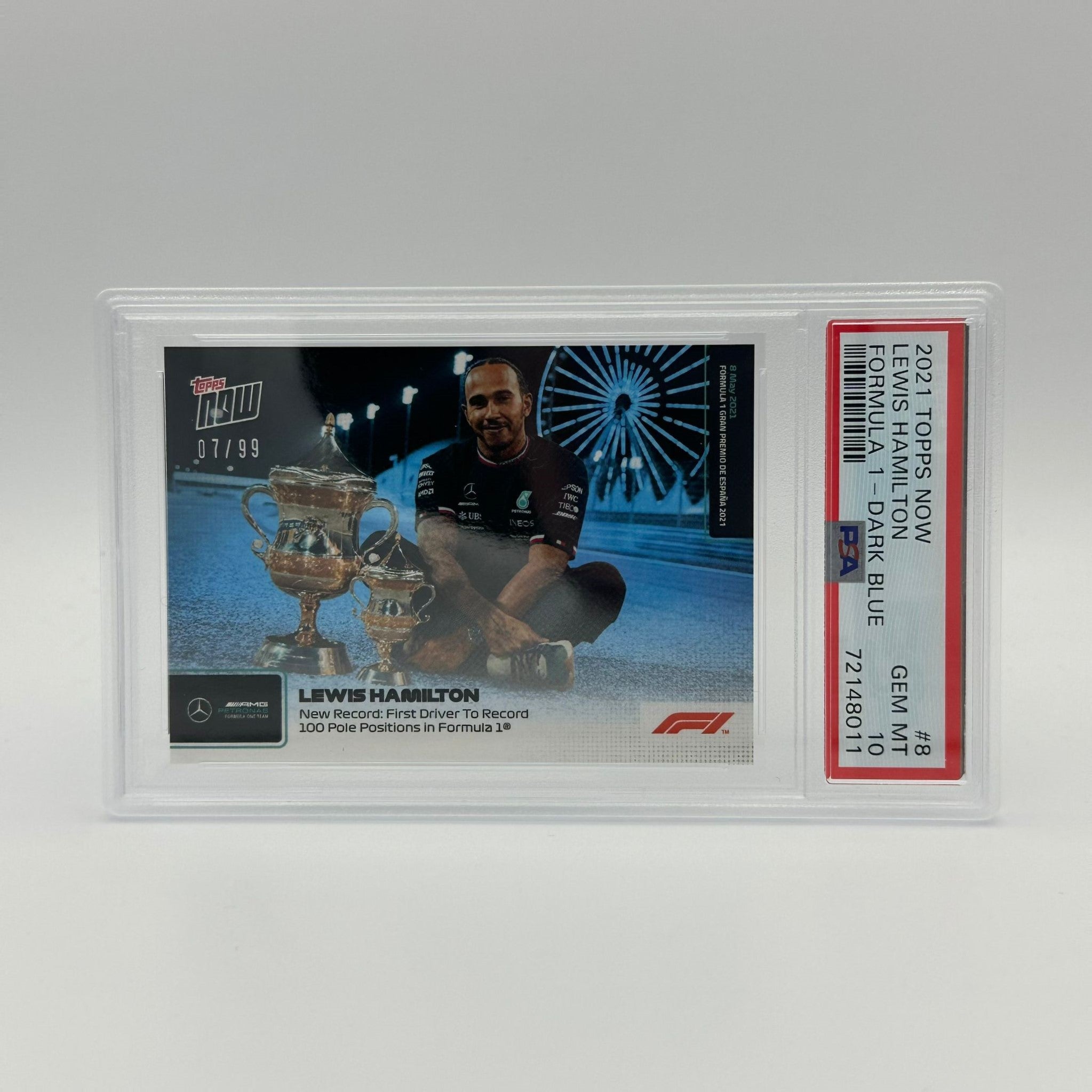 PSA 10 Graded 2007 Lewis Hamilton #8 Rookie Card - Dark Blue Parallel - Perfect for F1 Collectors & Racing Memorabilia Displays