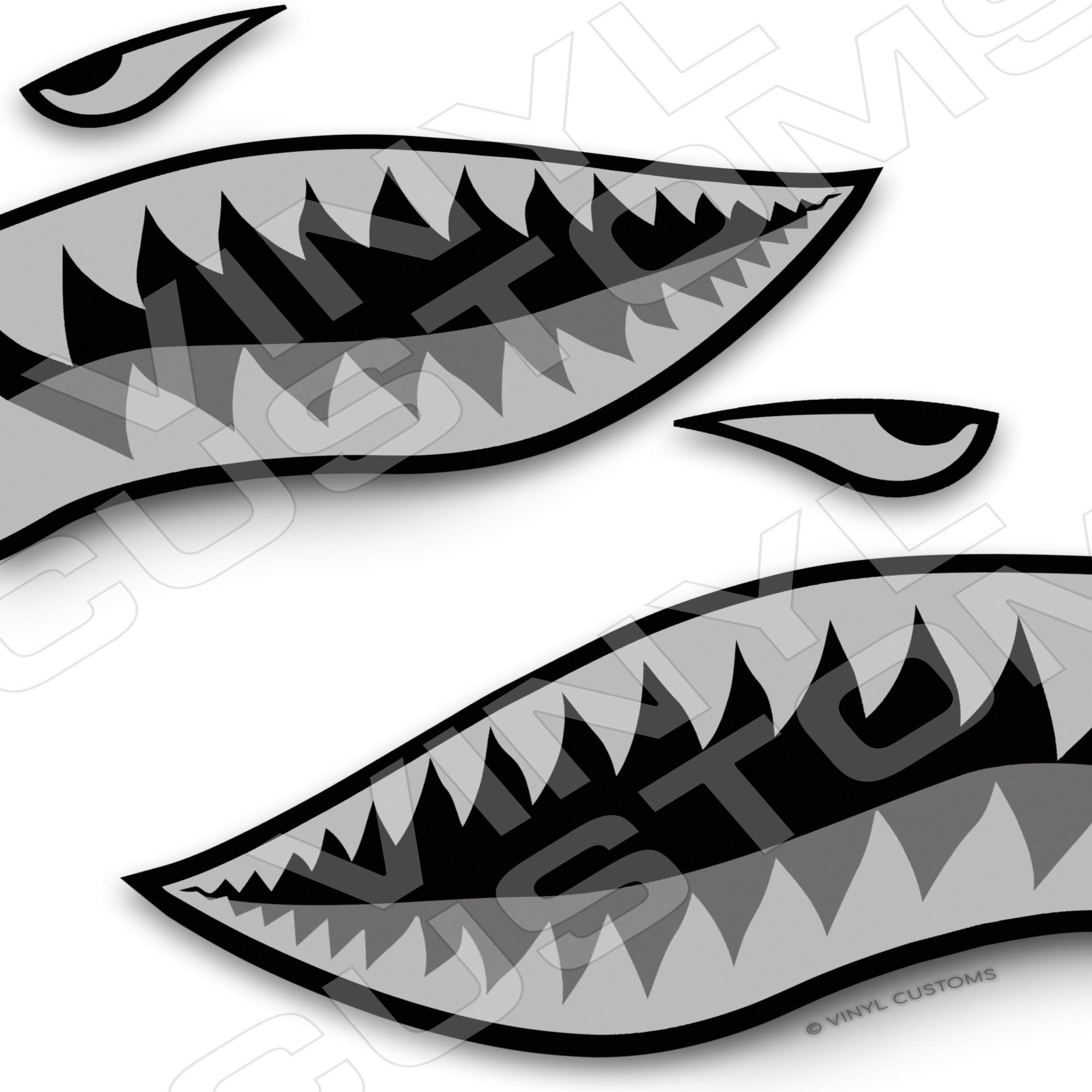 Flying Tigers Shark Mouth Teeth Vinyl Decals - 30