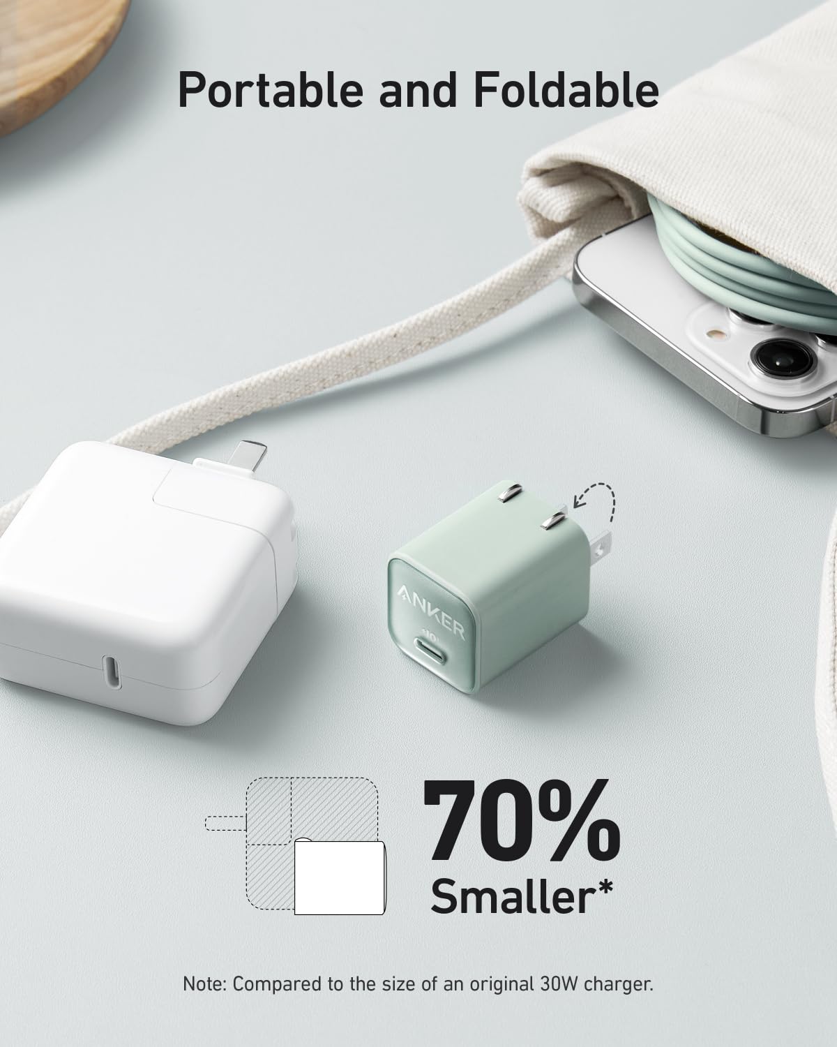 Anker Nano 30W USB C GaN Fast Charger with PIQ 3.0 & PPS - Compact Foldable Power Adapter for iPhone 16/15/14/13, Samsung Galaxy S23/S22, iPad Pro/Air - Perfect for Travel, Office & Home Charging
