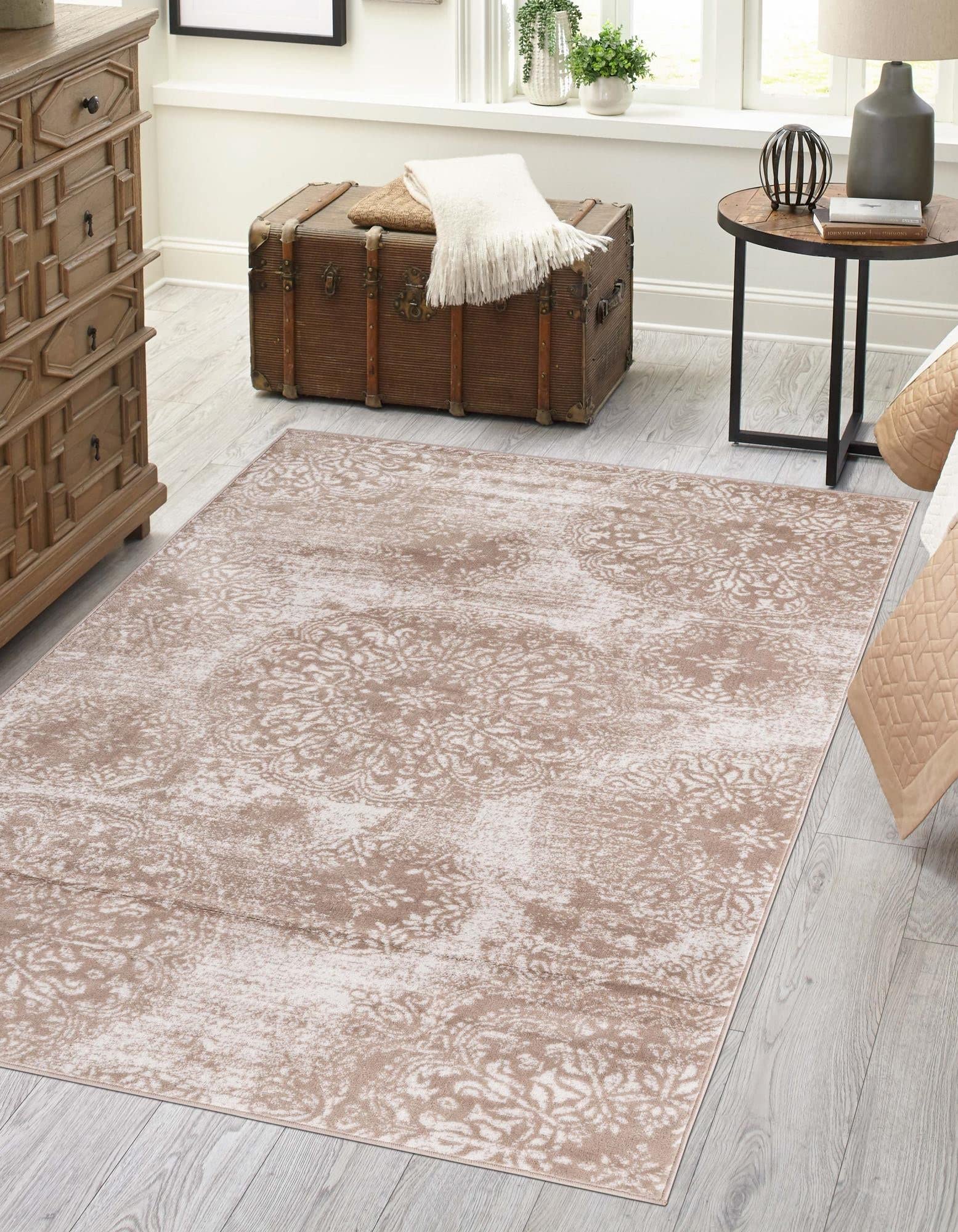 Monte Carlo Collection 6' x 9' Beige Area Rug - Soft Medium Pile Living Room Carpet for Large Spaces, Dining Rooms & Open Floor Plans | Home Decor, Office, Bedroom