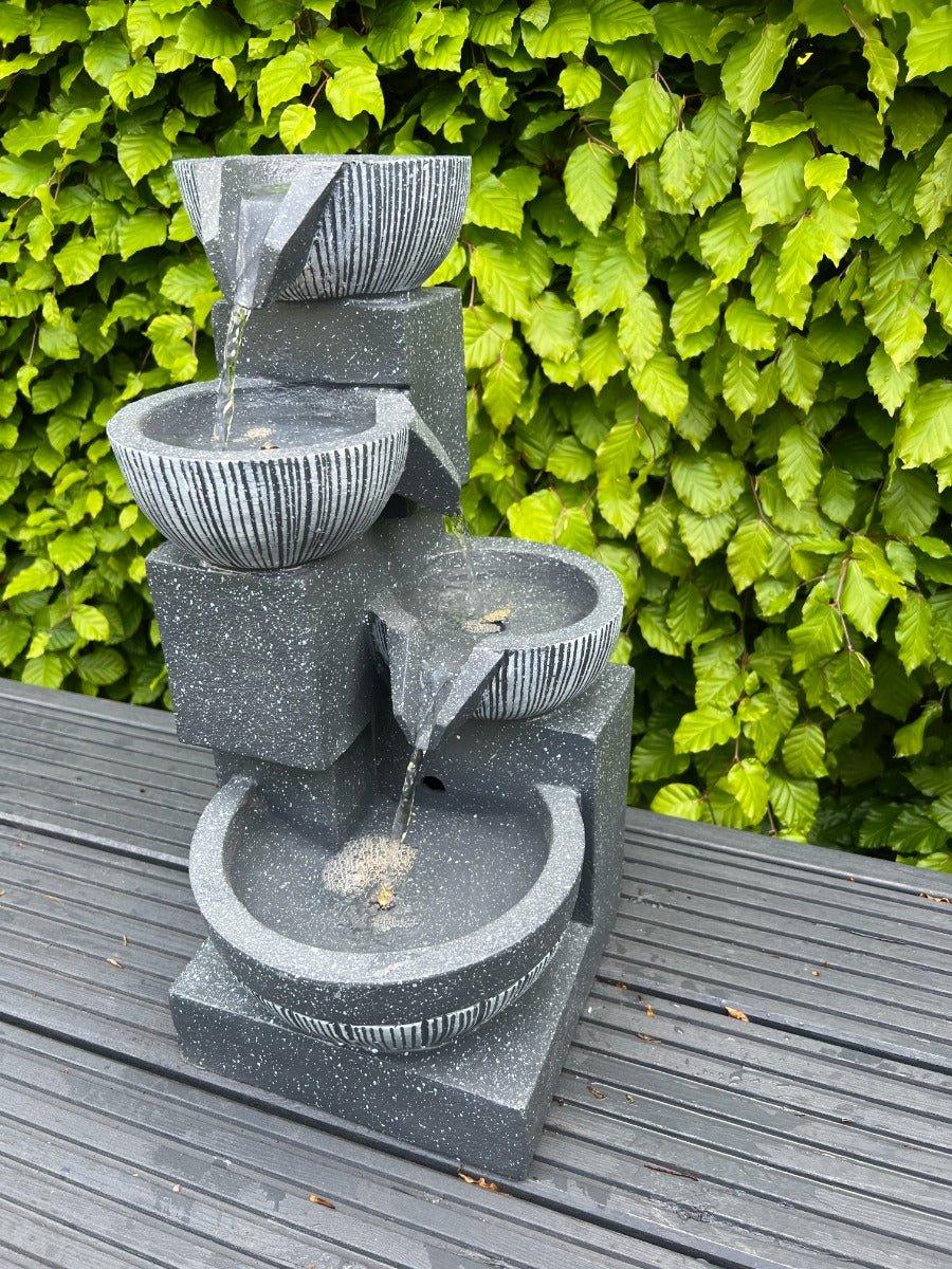 4-Tier Solar-Powered LED Water Fountain with Cascading Water Bowls - 47