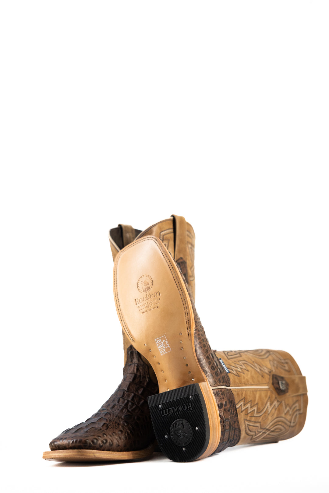 Renegade Hornback Caiman Square Toe Cowboy Boots for Men - Genuine Exotic Leather Western Boots with Comfortable Fit | Perfect for Rodeo, Country Dancing & Western Fashion