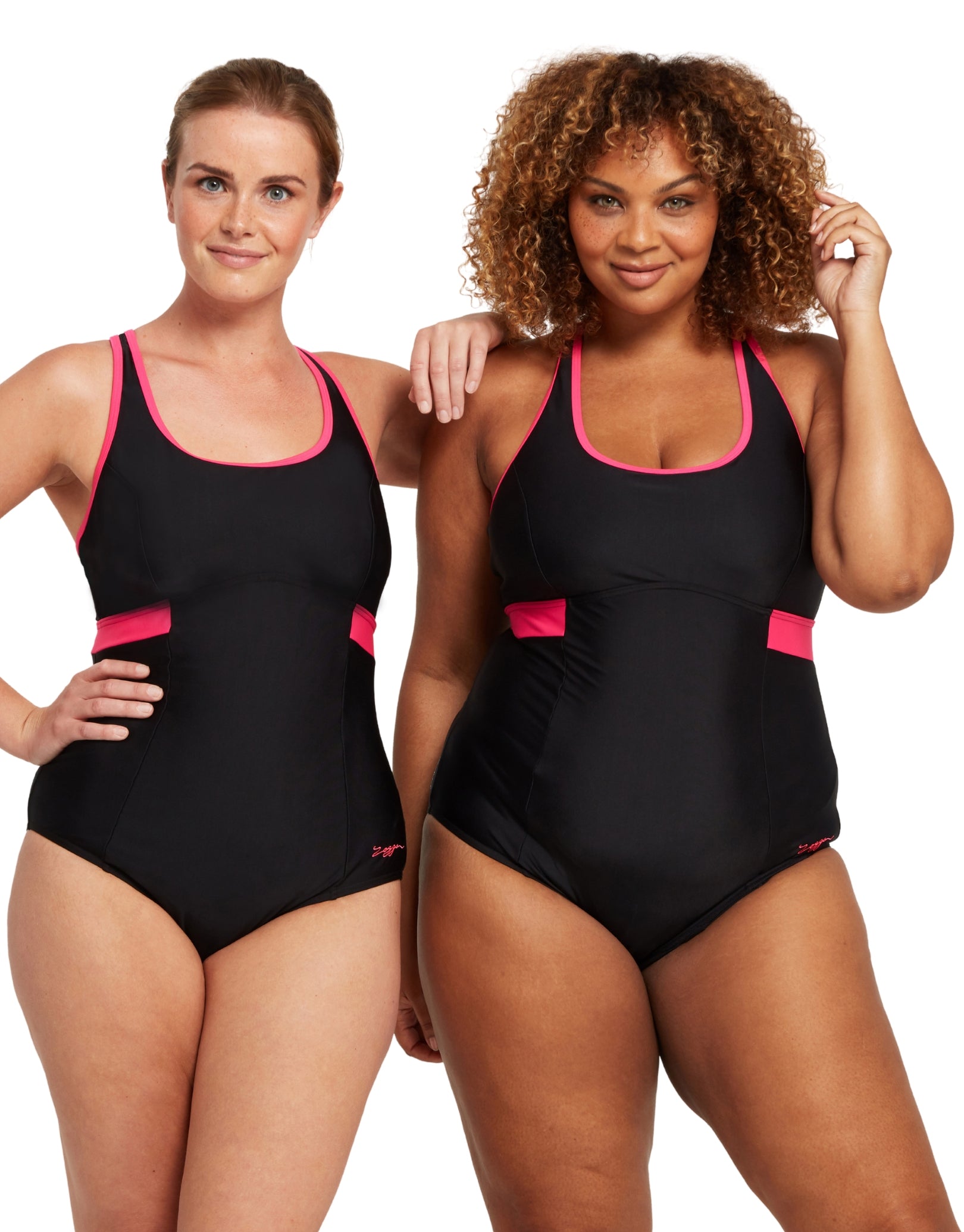 Dakota Crossback Swimsuit for Women - Stylish Black & Magenta Two-Tone Bathing Suit | Perfect for Beach, Pool & Summer Vacations