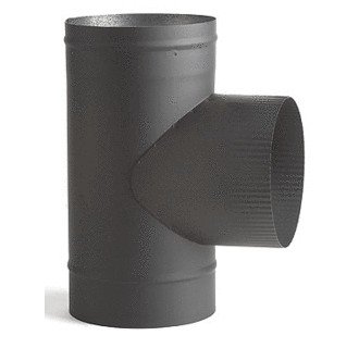 Heat Fab Black Stove Pipe Tee - 22 Gauge with Crimped Nose - 8 Inch for Wood Stove, Fireplace & Chimney Venting Systems