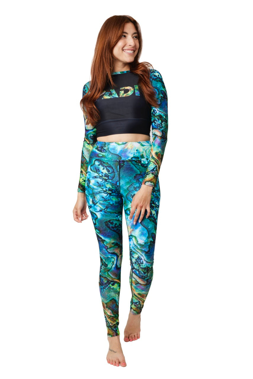 PADI Abalone Cropped Rash Guard - UV Protection Swim Shirt for Women & Girls - Perfect for Surfing, Swimming & Beach Activities