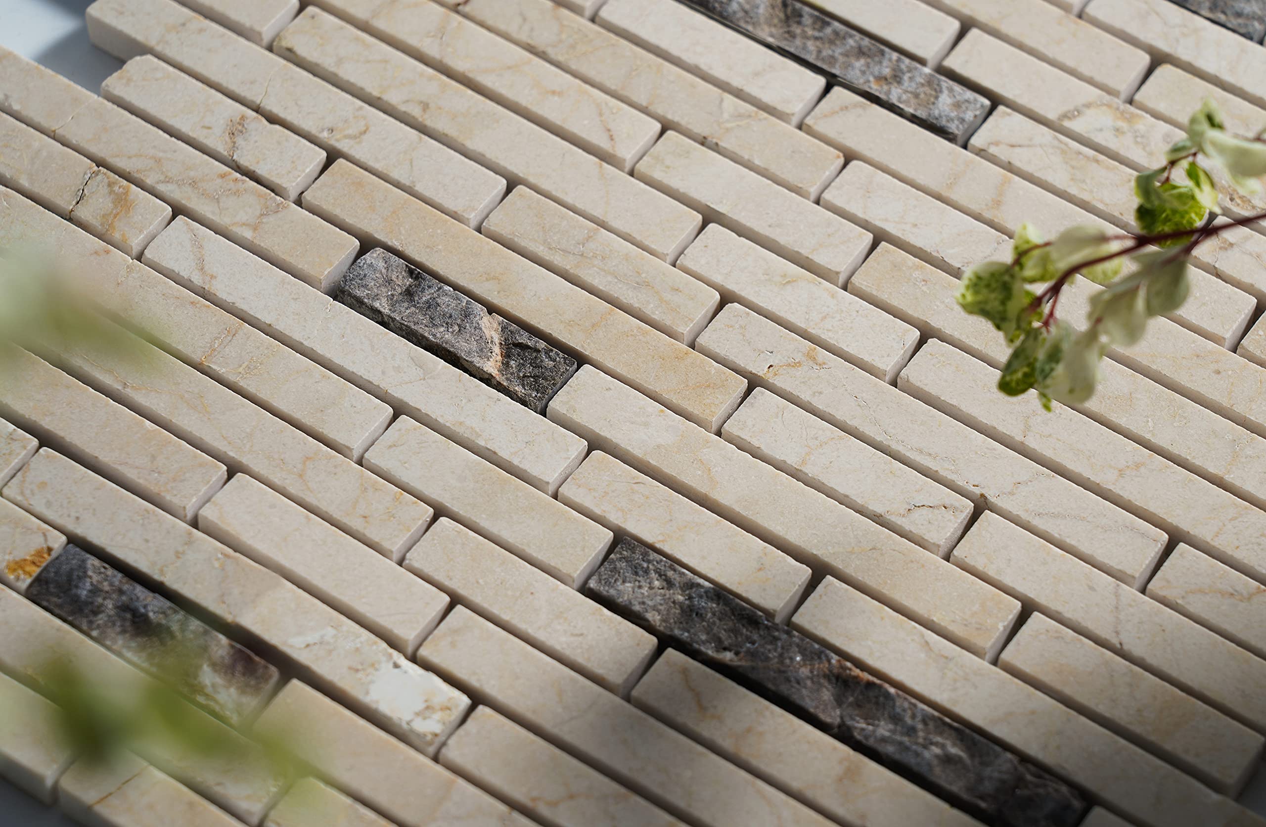 5 Sheets Marble Mosaic Tile for Kitchen Backsplash & Bathroom Floor - Tibet Collection Mixed Strips 12