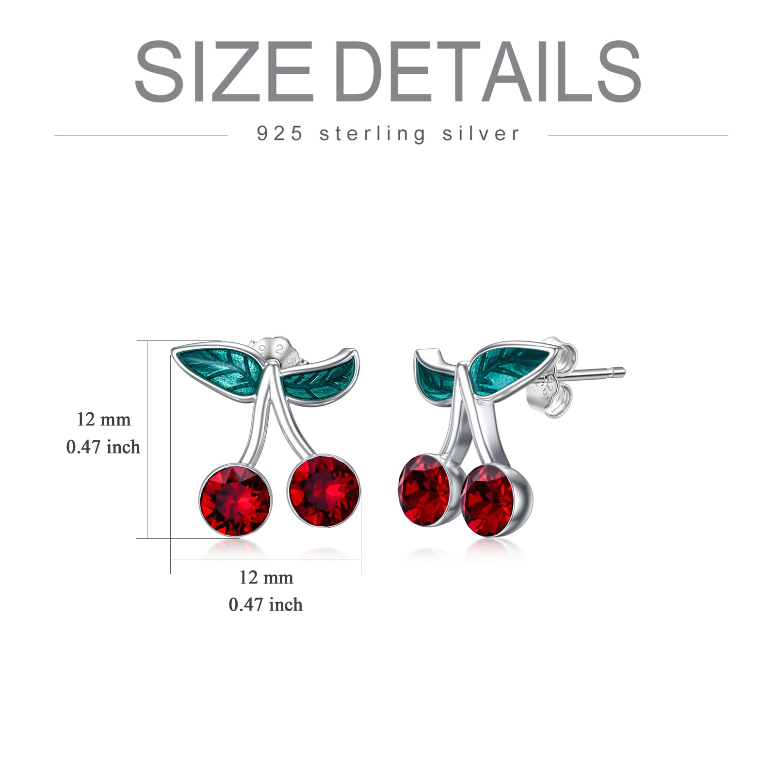 Sterling Silver Fruit Stud Earrings - Cherry, Lemon, Watermelon, Pineapple, Strawberry, Mushroom, Cheese, Cupcake & Donut Designs | Hypoallergenic Jewelry Gifts for Women & Girls | Perfect for Everyday Wear, Parties & Gift Giving