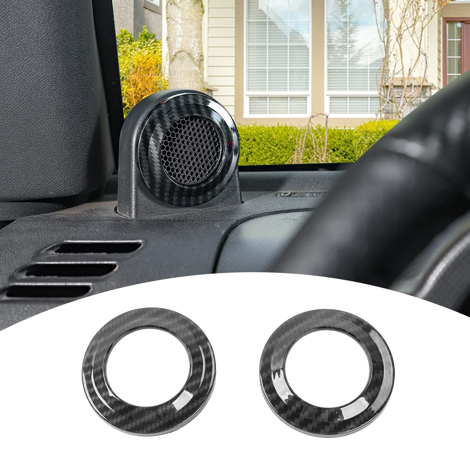 RT-TCZ Carbon Fiber A Pillar Speaker Trim Cover for 2007-2014 Jeep Wrangler JK JKU - Interior Decoration Accessories (Perfect for Off-Road Adventures & Car Audio Upgrades)