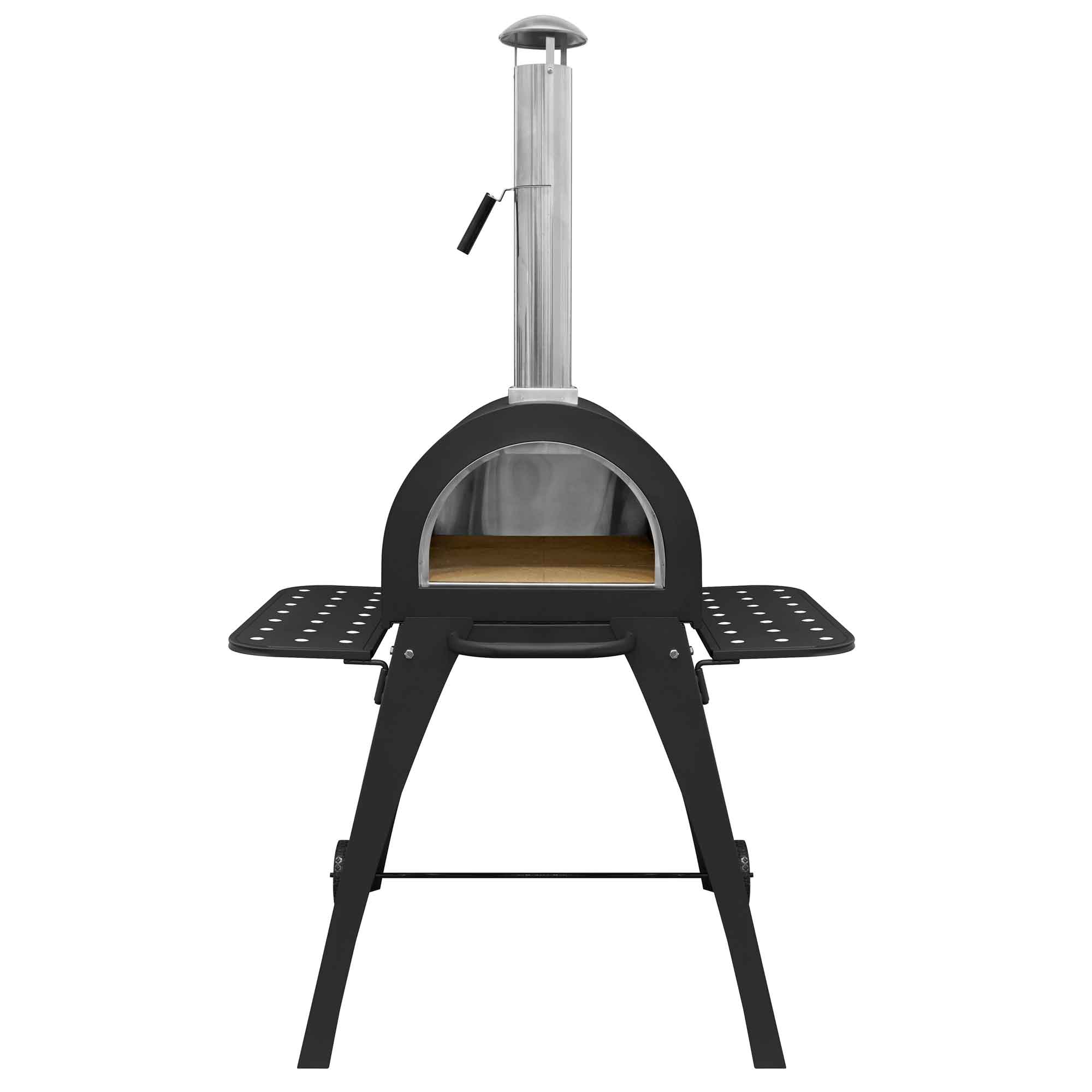 Premium Freestanding Outdoor Wood Fired Pizza Oven & Smoker with Side Shelves & Stand - Portable Backyard Cooking for Pizza, BBQ, Grilling & Smoking - Perfect for Patio, Garden & Camping DG103