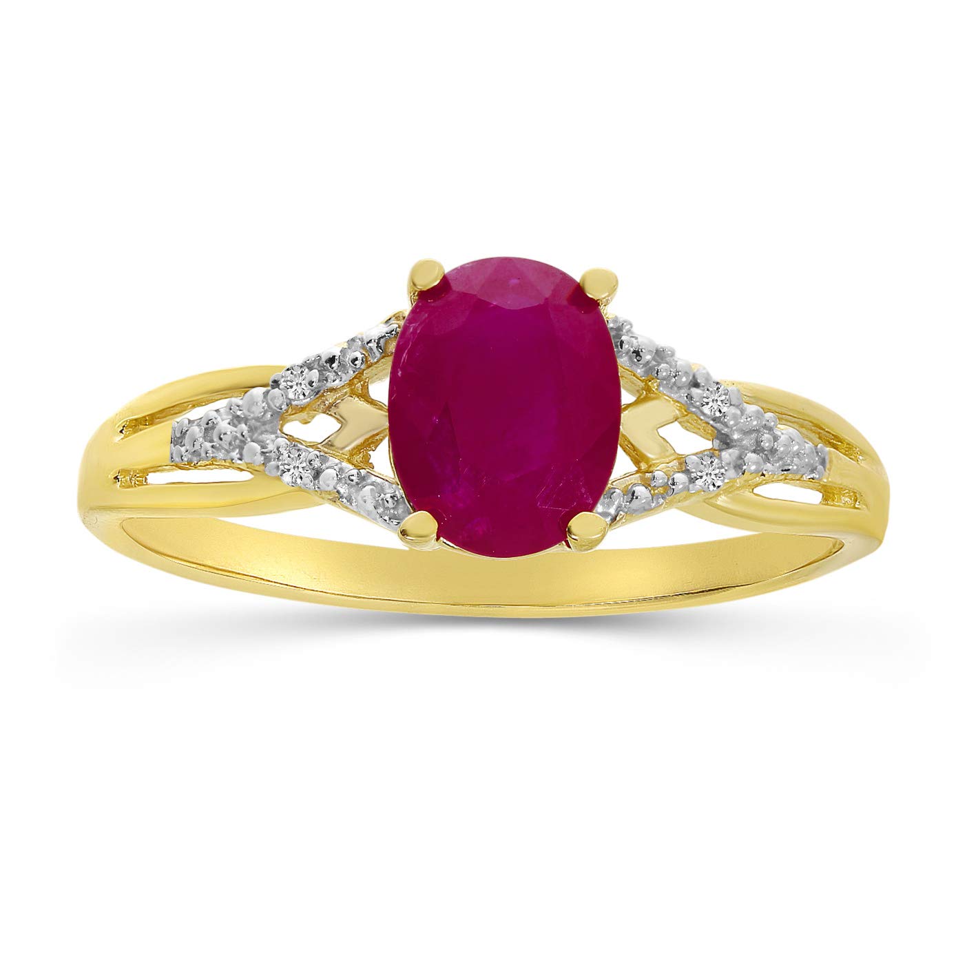 10K Yellow Gold Ruby and Diamond Ring for Women - Elegant Vintage Style Jewelry for Engagement, Anniversary, and Special Occasions