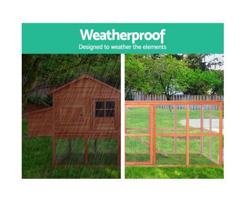 XL Chicken Rabbit Hutch with Large Run - Spacious Outdoor Cage for Pets, Rabbits, Chickens, and Small Animals - Perfect for Backyard, Farm, and Garden Use