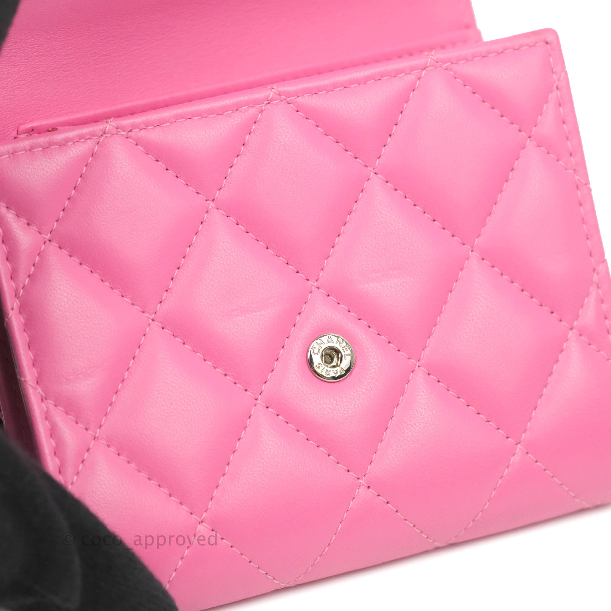 Chanel Classic Flap Wallet in Pink Lambskin Leather with Silver Hardware - Luxury Women's Wallet for Everyday Use & Special Occasions