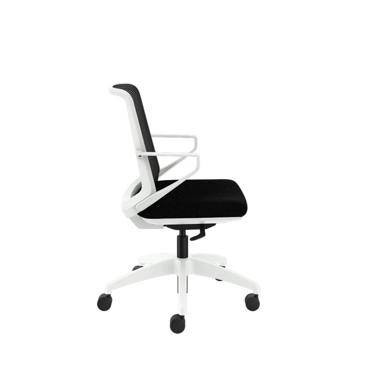 Ergonomic Cliq Office Chair with Synchro Tilt - Basalt Fabric & White Designer Frame - Perfect for Home Office, Gaming & Workspaces
