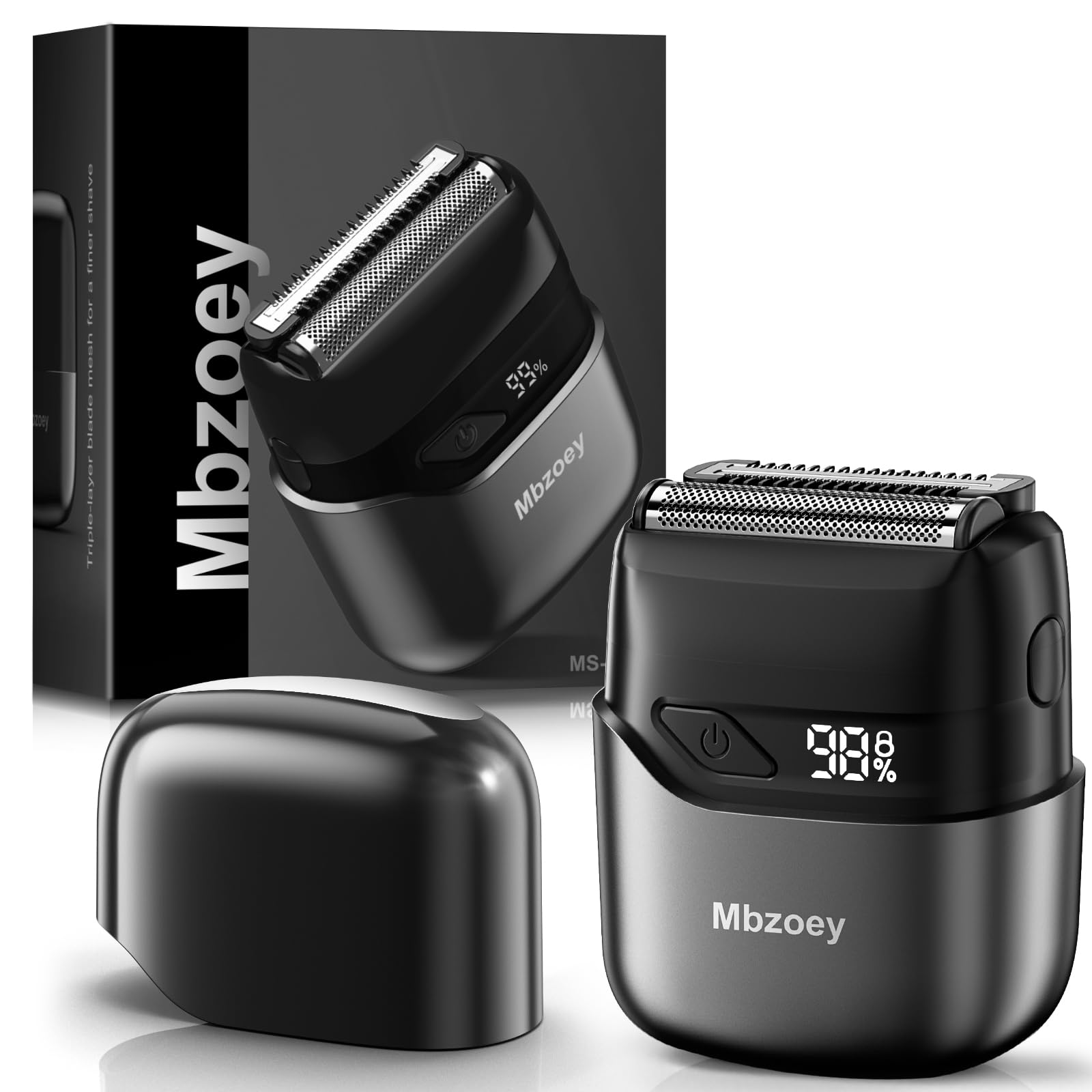 Electric Foil Shaver for Men - Mini Cordless Wet/Dry Razor with LED Display & USB-C Fast Charging | IPX7 Waterproof | Compact Travel & Gym Shaver for Smooth Facial Hair Removal
