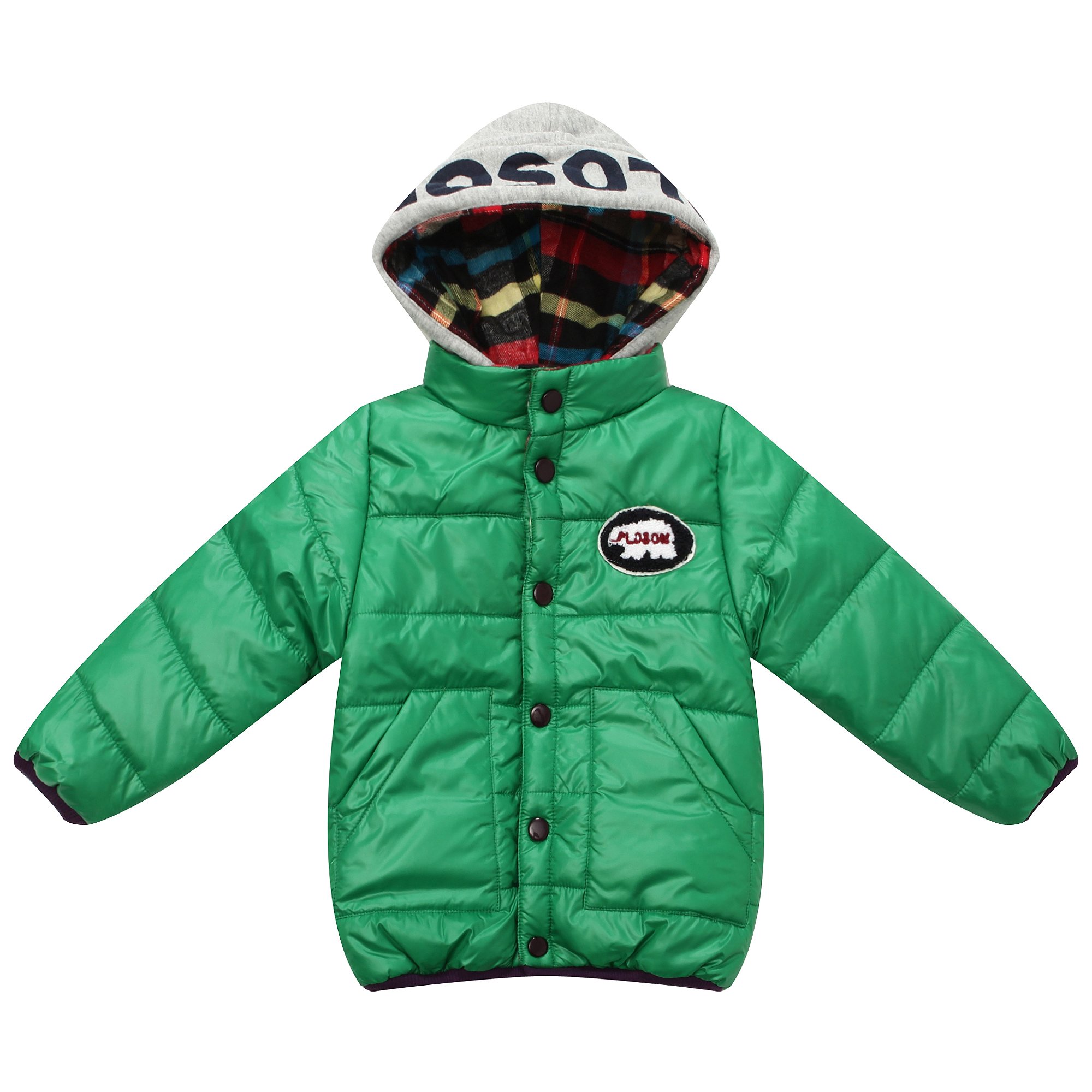 Richie House Boys' Letter Print Jacket with Patch - Stylish and Warm Outerwear for Kids' Outdoor Play and School Activities