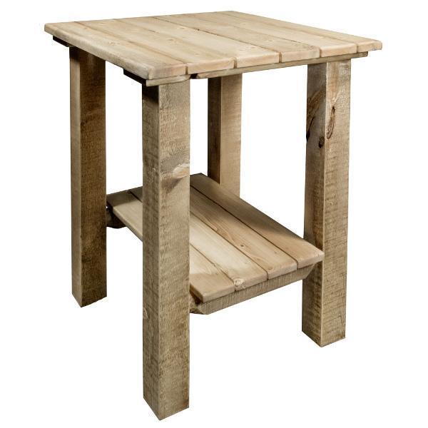 Rustic Homestead Exterior End Table - Outdoor Side Table for Patio, Garden, Porch & Deck - Weather-Resistant Accent Table for Coffee, Books & Decor
