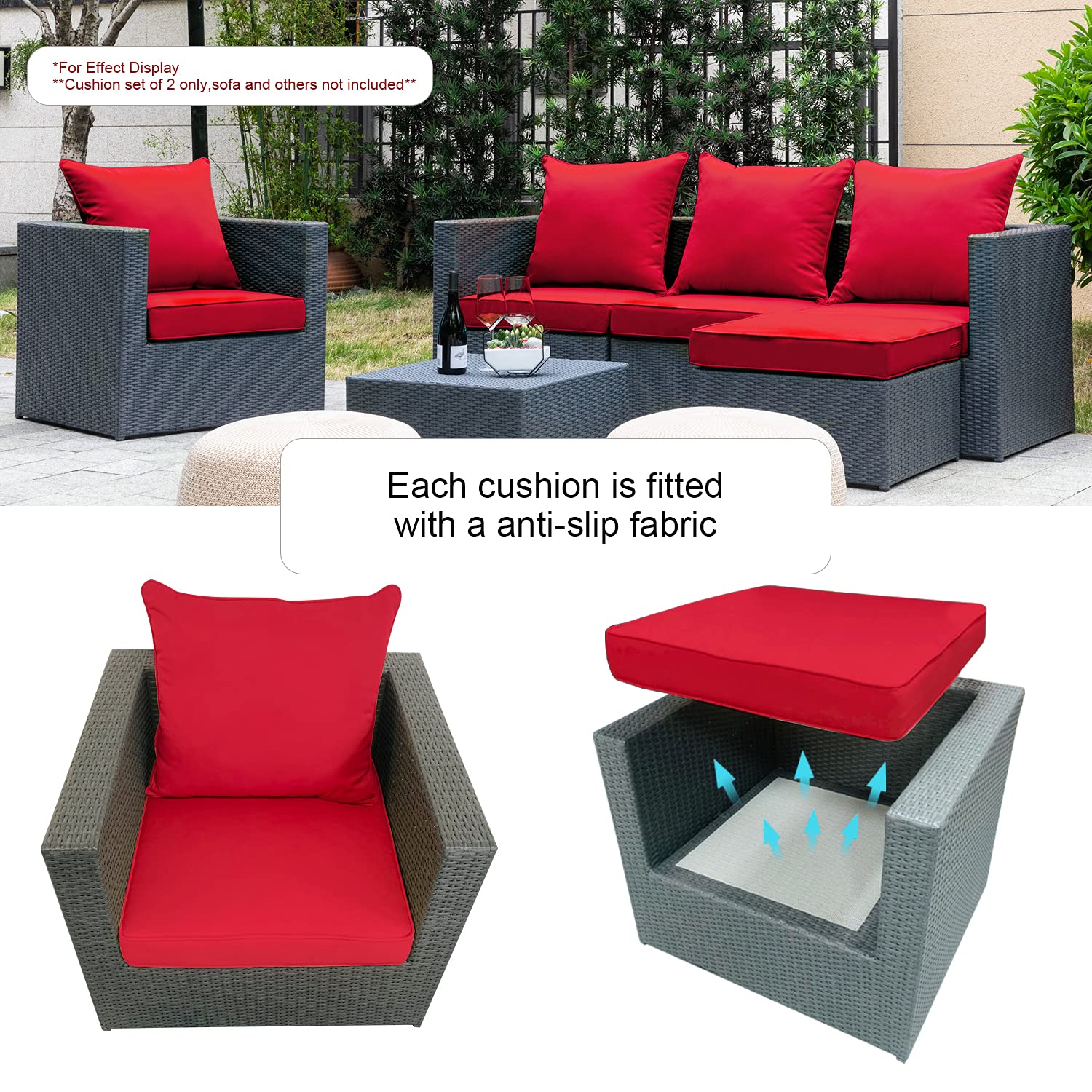 ARTPLAN Waterproof Outdoor Chair Cushions Set - Deep Seat & Back Pillows for Patio Furniture - All-Weather Indoor/Outdoor Use - Perfect for Garden, Deck, Poolside & Balcony