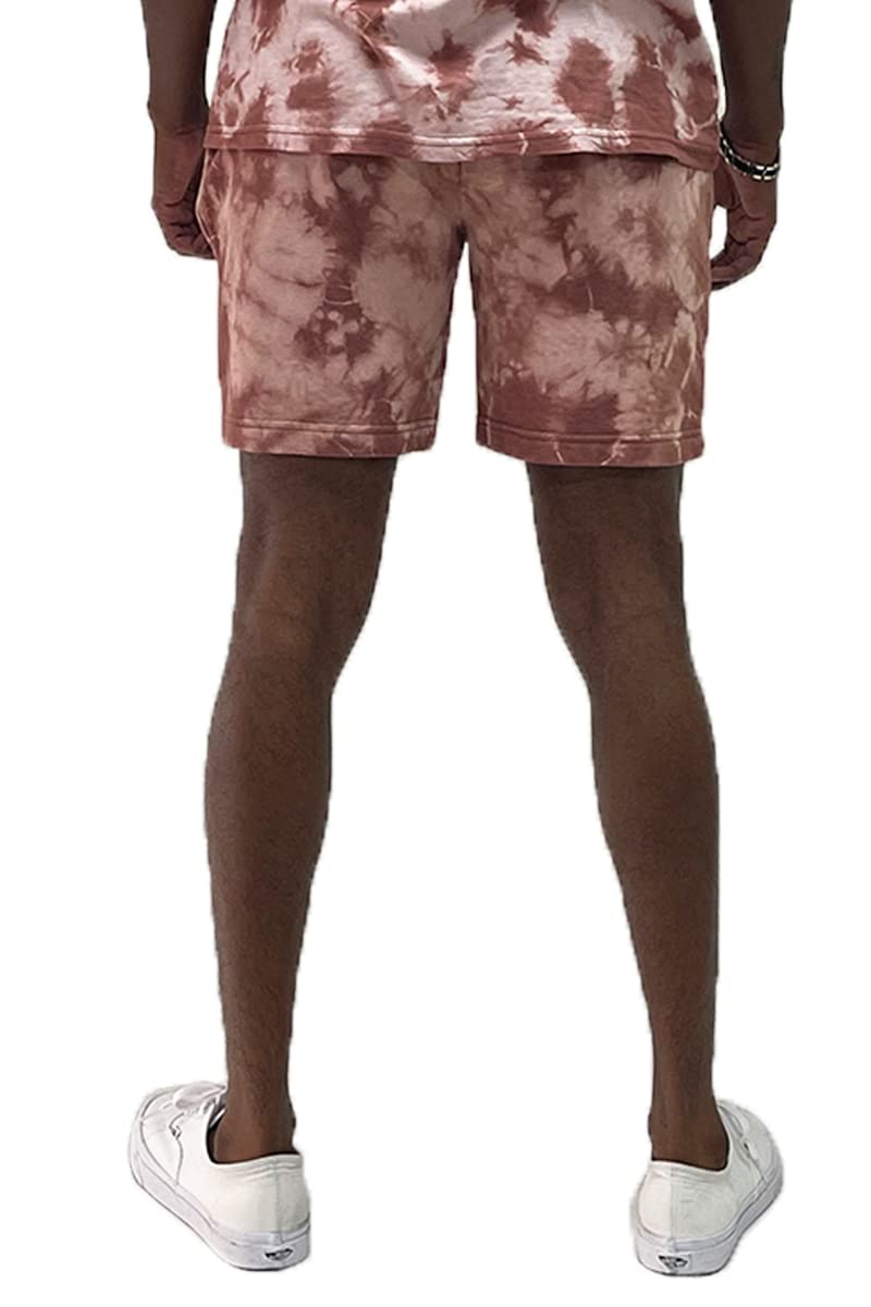 WEIV GEAR Men's Tie Dye Casual Shorts with Drawstring Elastic Waist - Breathable Workout Gym Running Activewear Beach Pants with Side Pockets | Perfect for Summer, Travel, Yoga & Outdoor Activities