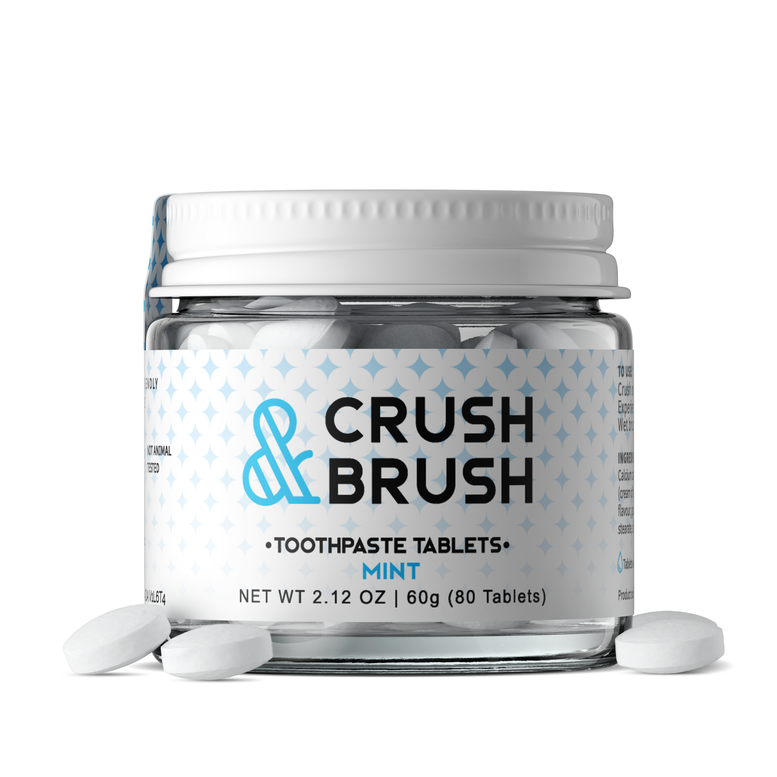 Nelson Naturals CRUSH & BRUSH - Natural Toothpaste Tablets for Eco-Friendly Oral Care | Perfect for Travel, Home & Zero-Waste Lifestyle
