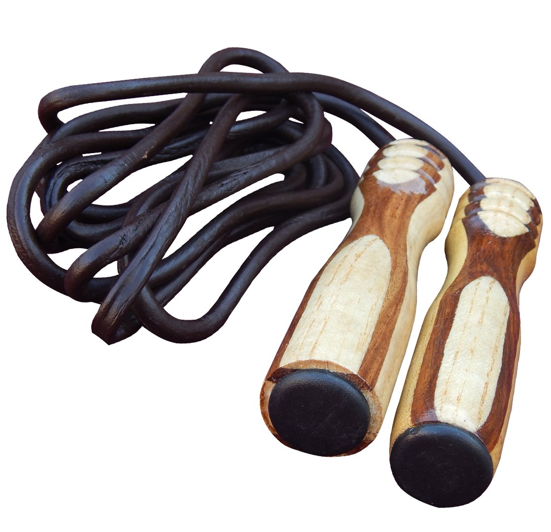 Premium ARD Leather Weighted Skipping Rope with Wooden Handles - Adjustable Speed Jump Rope for Cardio, Fitness Training & Fat Burning - Ideal for Home Workouts, Boxing Training & Weight Loss Exercises