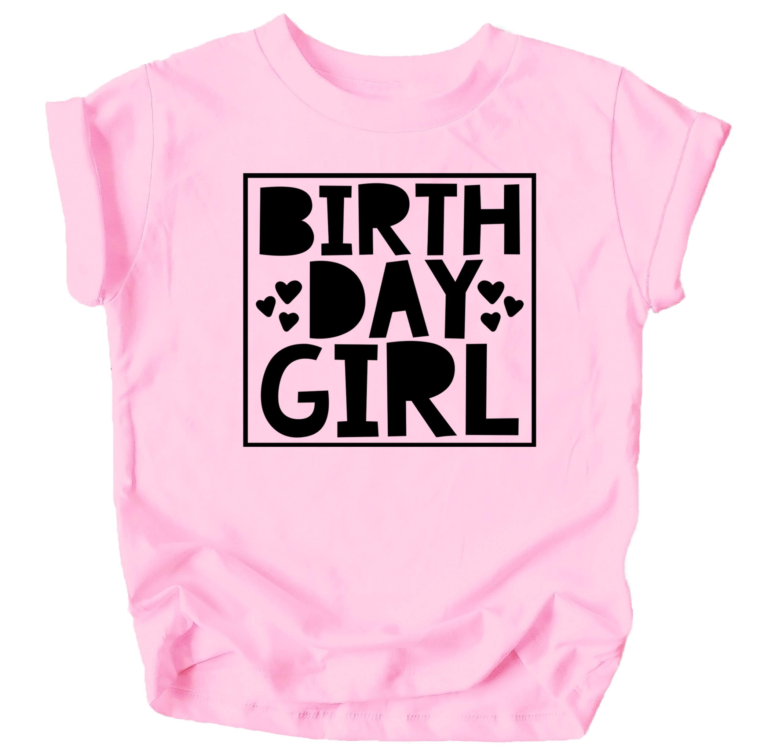 Olive Loves Apple Birthday Girl T-Shirt - Heart Print Square Design Raglan Tee for Women & Kids - Perfect for Birthday Parties, Celebrations & Gifts