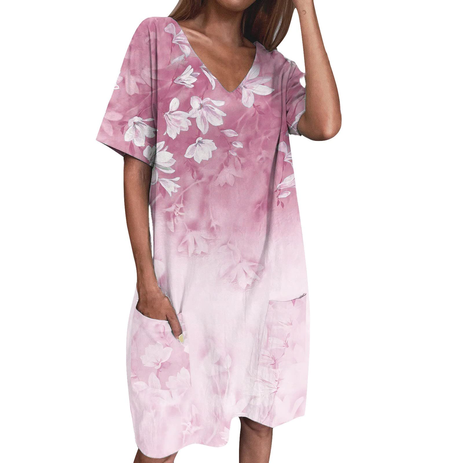 Women's Flowy Swing Tunic Dress - Casual Summer T-Shirt Midi Dress for Everyday Wear | Perfect for Beach, Office & Weekend Outings