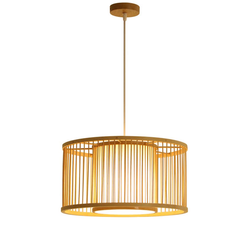 Minimalist Rattan Pendant Light - Adjustable Natural Bamboo Hanging Lamp with E27 Socket for Dining Room, Living Room, Restaurant & Cafe Decor